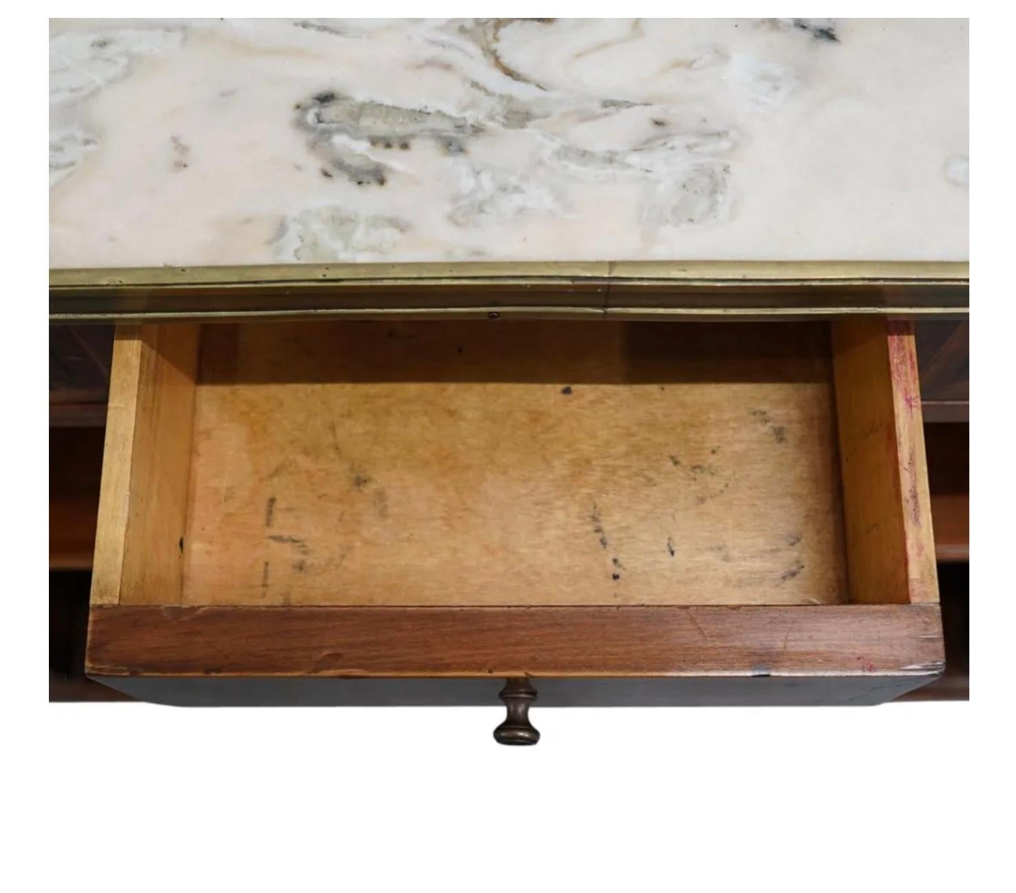 Maison Jansen Marble And Brass Topped Shelving, Early 20th Century In Good Condition For Sale In Bradenton, FL