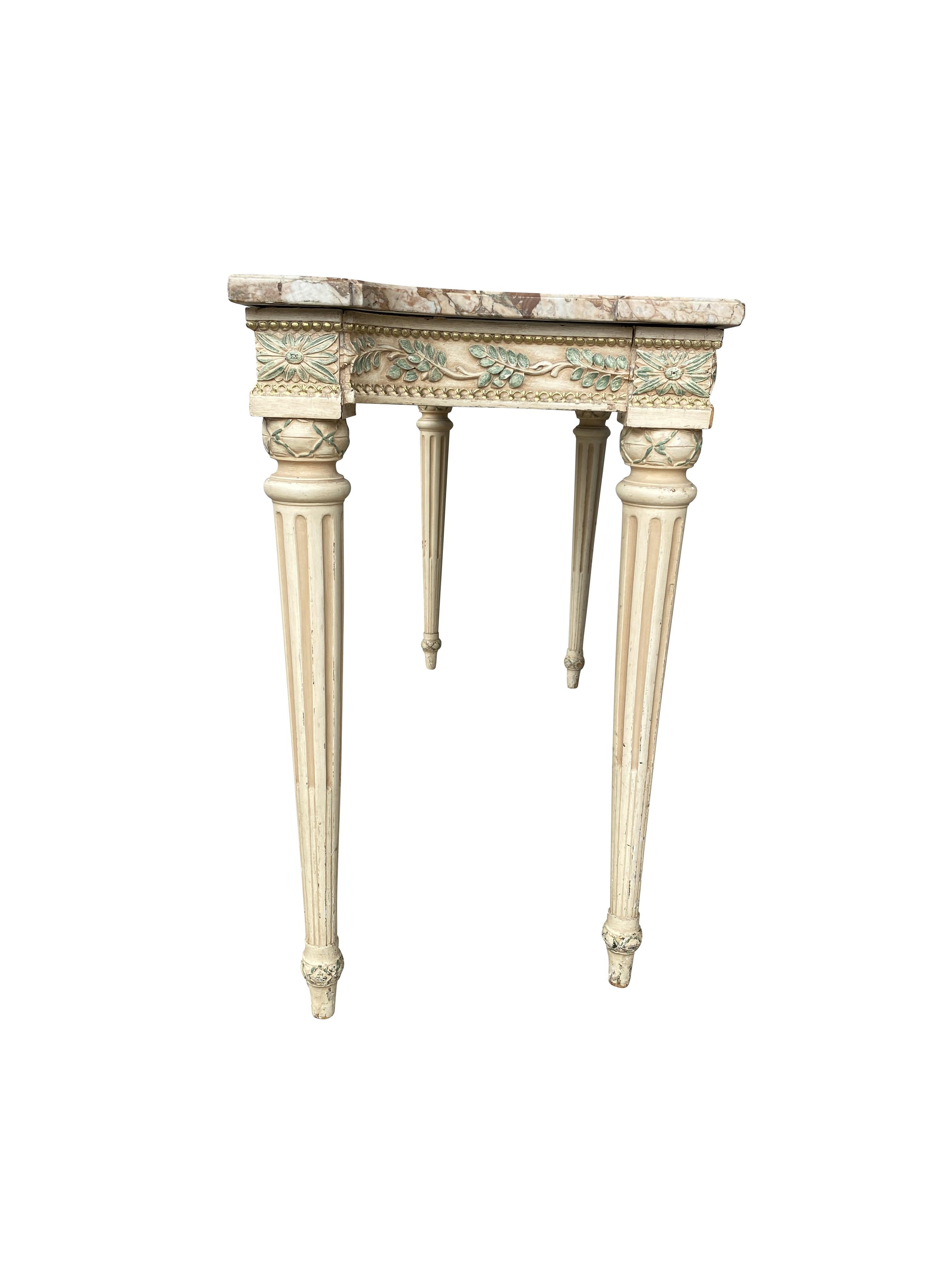 Louis XVI Maison Jansen Marble Top and Painted Console Table For Sale