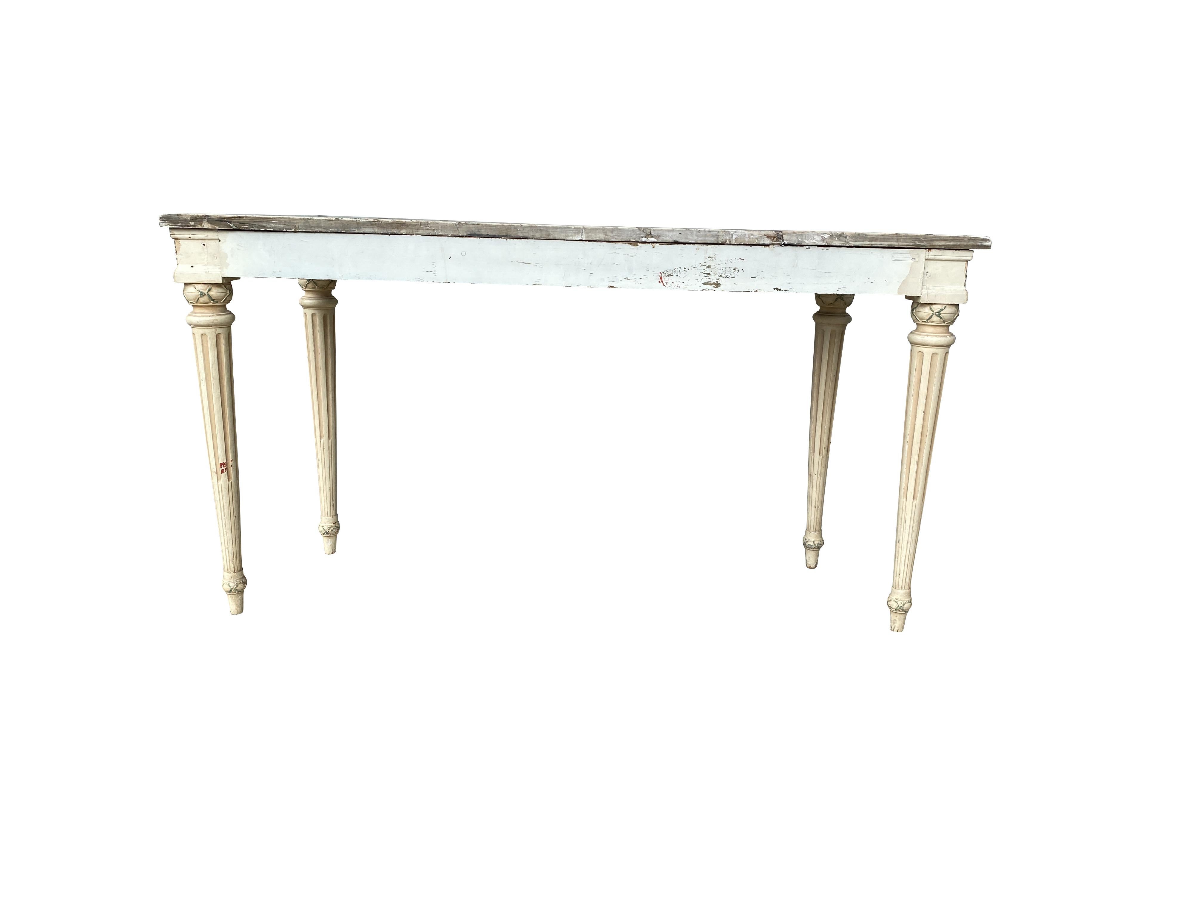 Maison Jansen Marble Top and Painted Console Table In Good Condition For Sale In Essex, MA