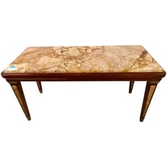 Maison Jansen Marble-Top Coffee Table or Low Table with Gilt Gold Leg Detail