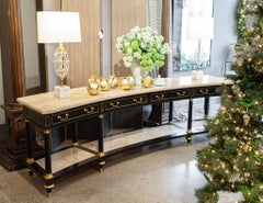 Maison Jansen Table console crédence incurvée à plateau de marbre