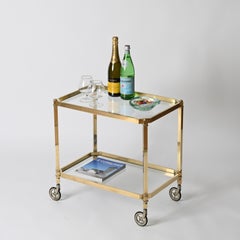 Maison Jansen Mid-Century Bar Cart in Brass, France 1970s