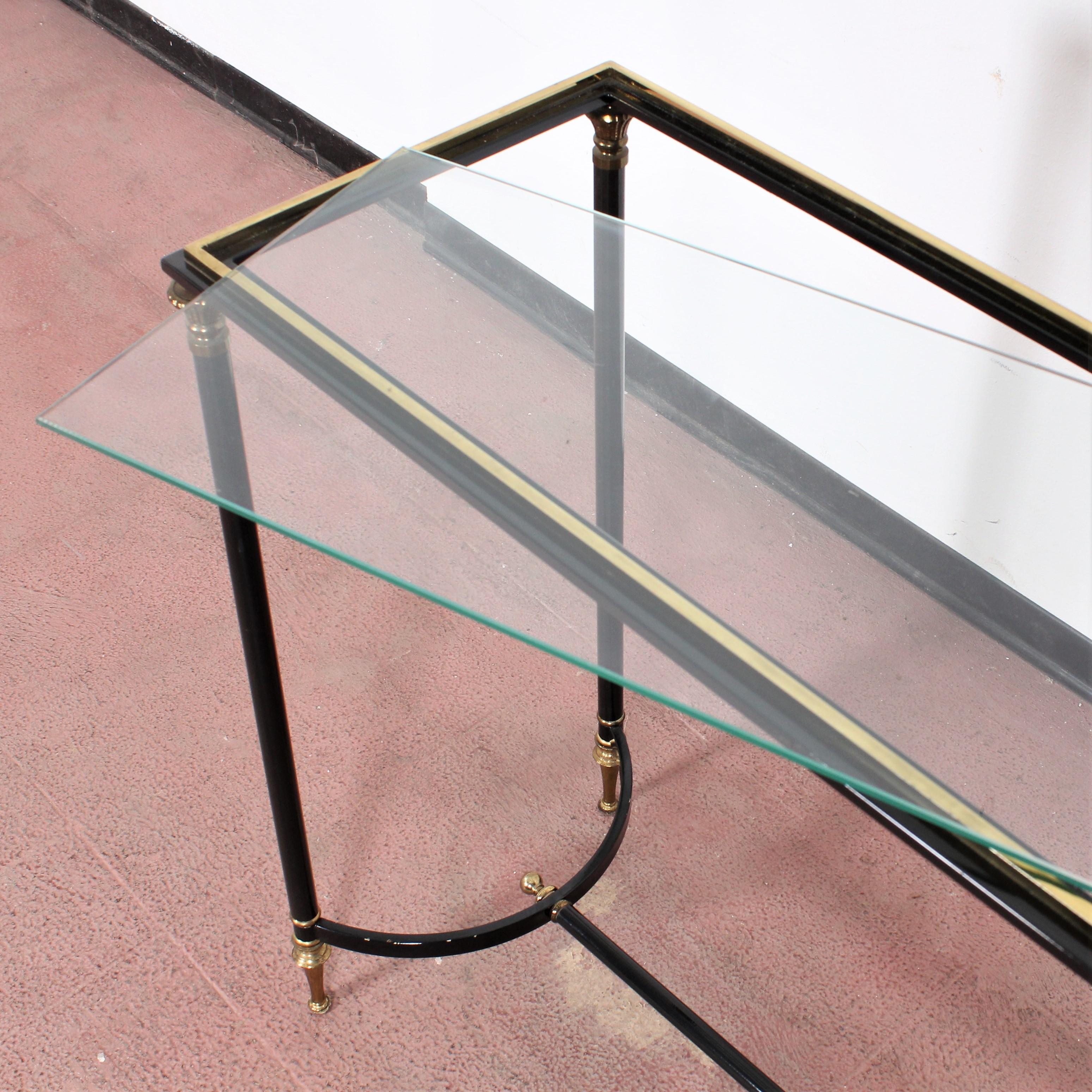 Maison Jansen Midcentury Brass and Glass Console Table, 1970s, France 6