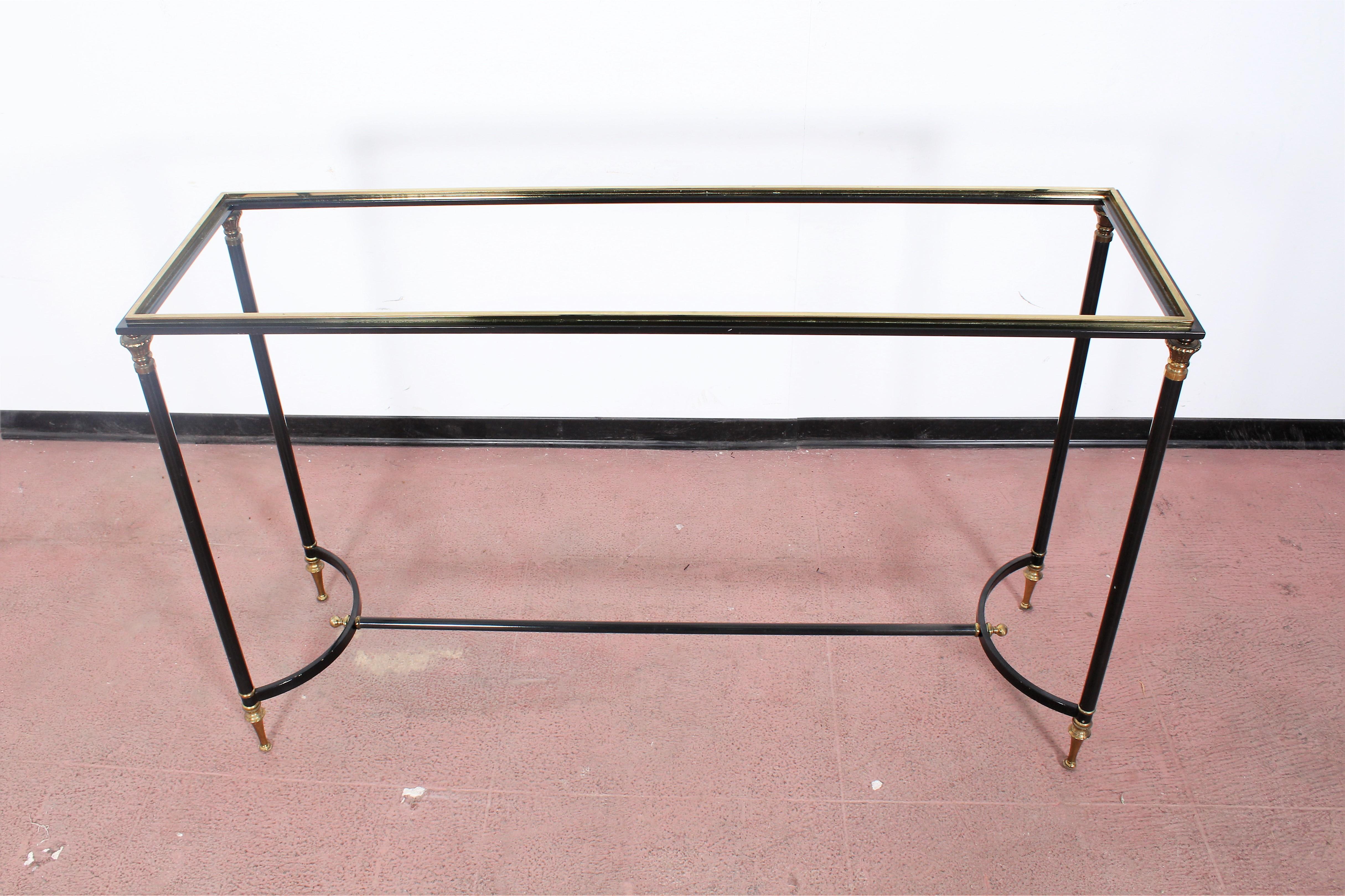 Maison Jansen Midcentury Brass and Glass Console Table, 1970s, France 10
