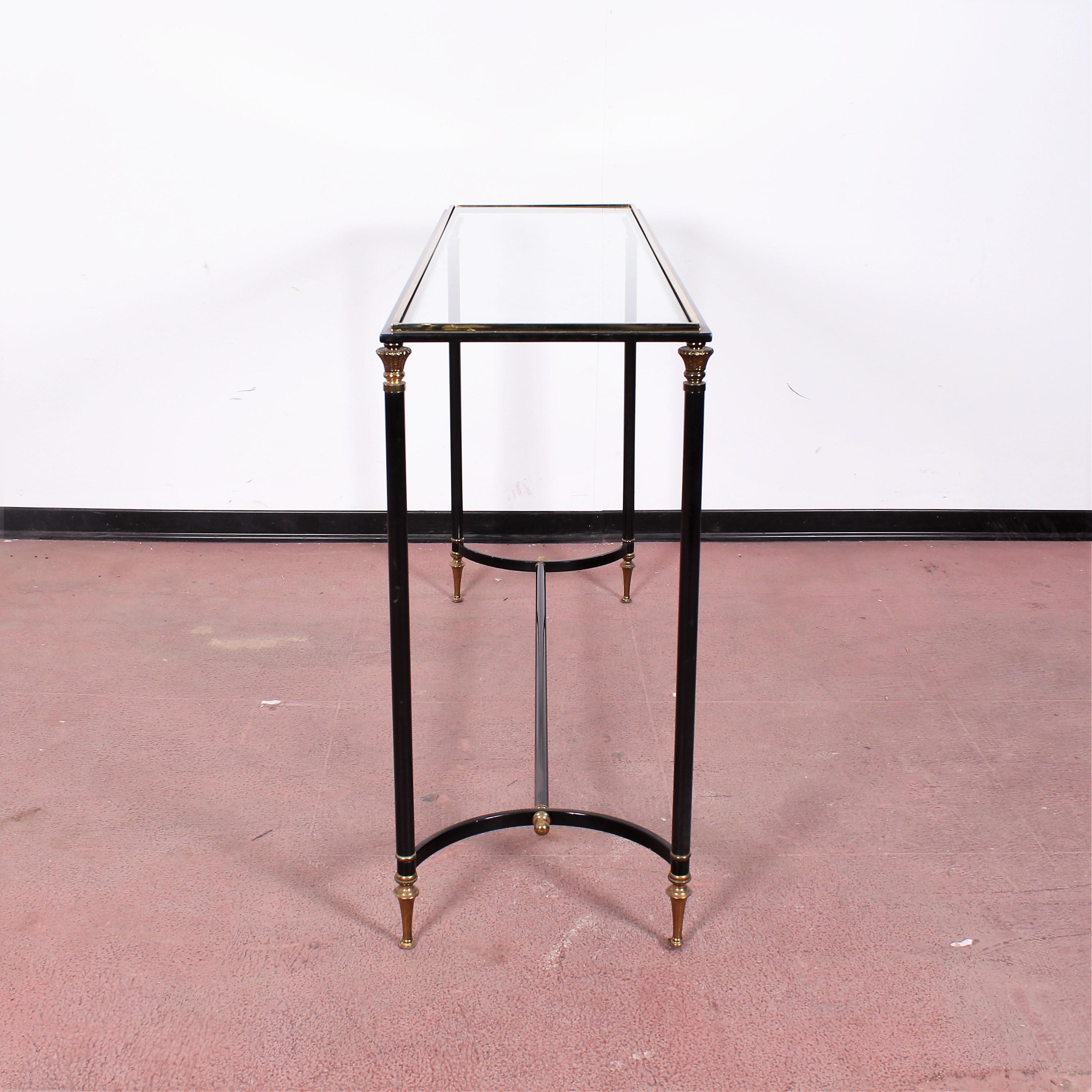 Maison Jansen Midcentury Brass and Glass Console Table, 1970s, France 12