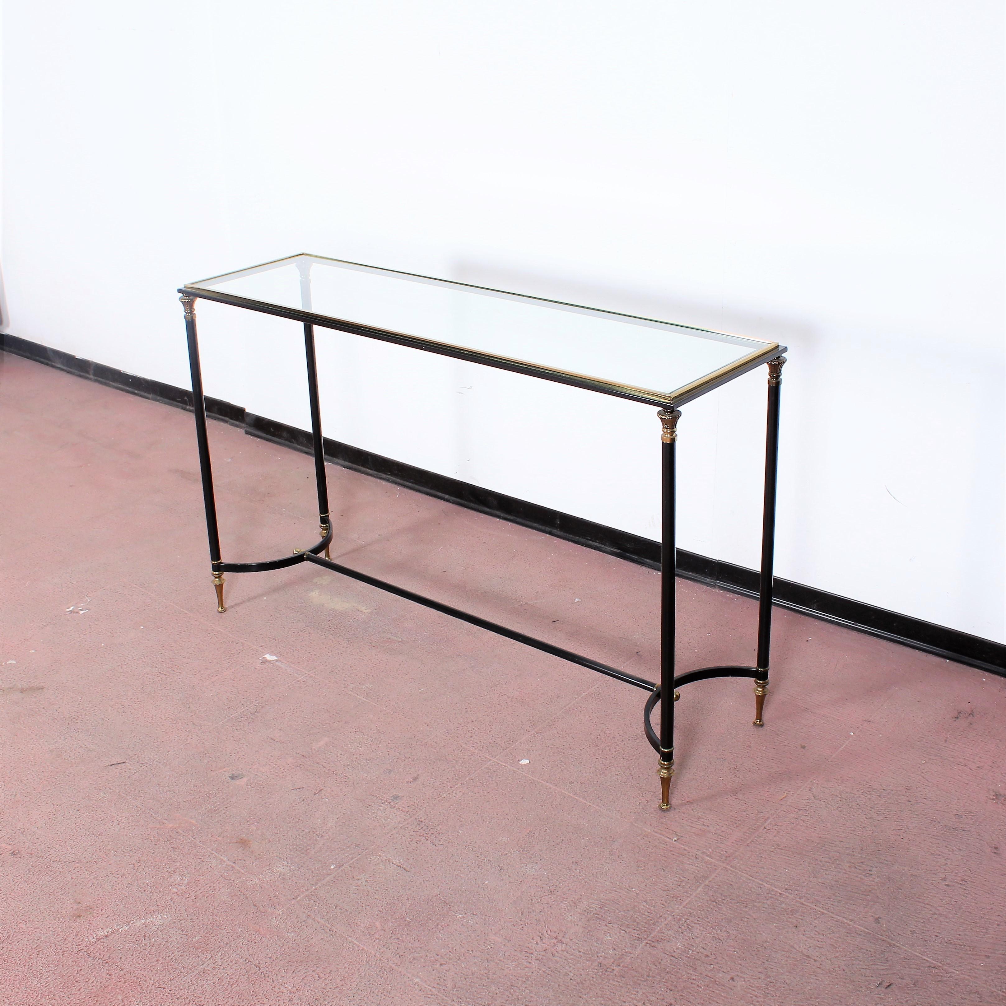 Mid-Century Modern Maison Jansen Midcentury Brass and Glass Console Table, 1970s, France