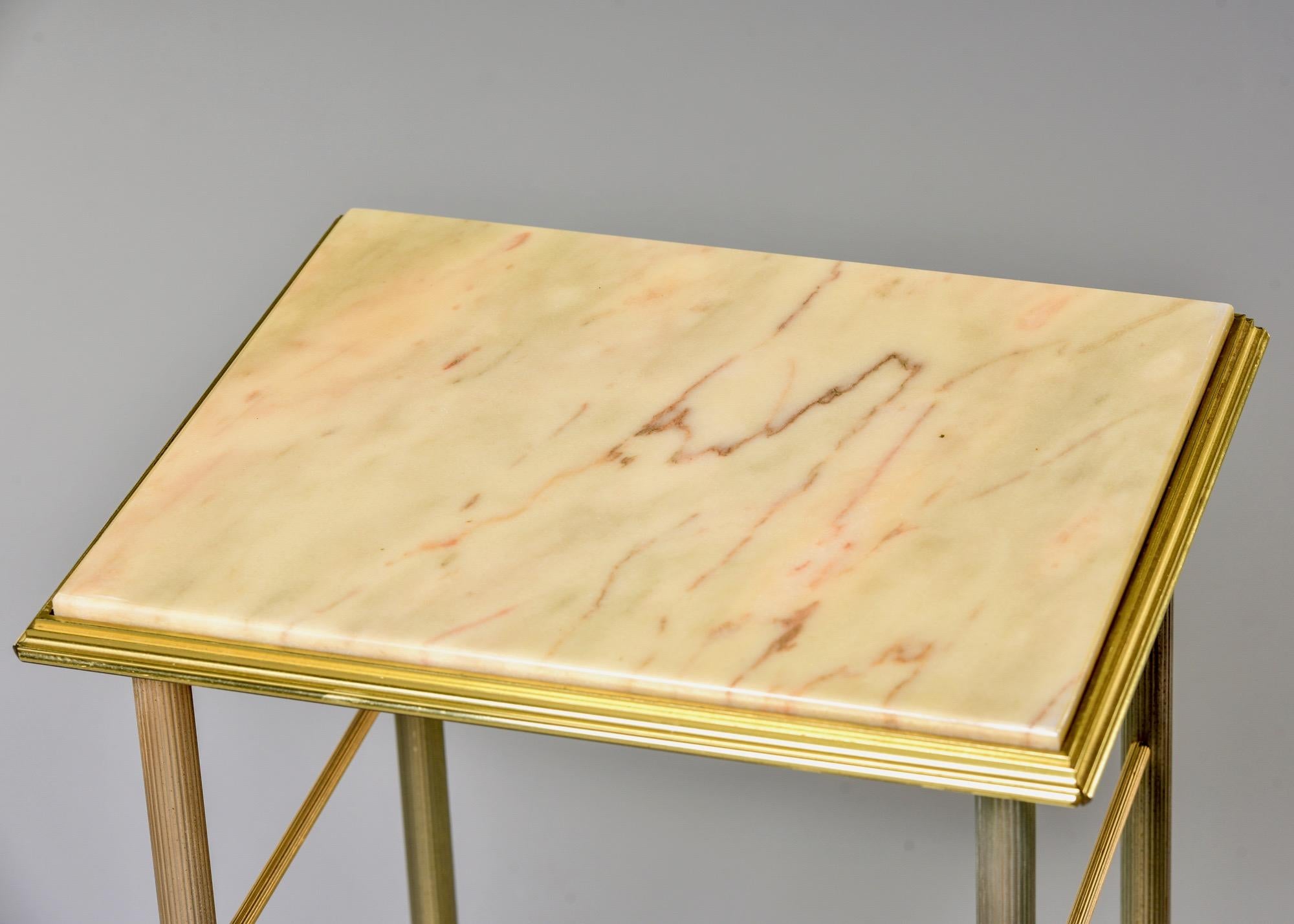 French Maison Jansen Mid Century Brass and Onyx Side Table For Sale