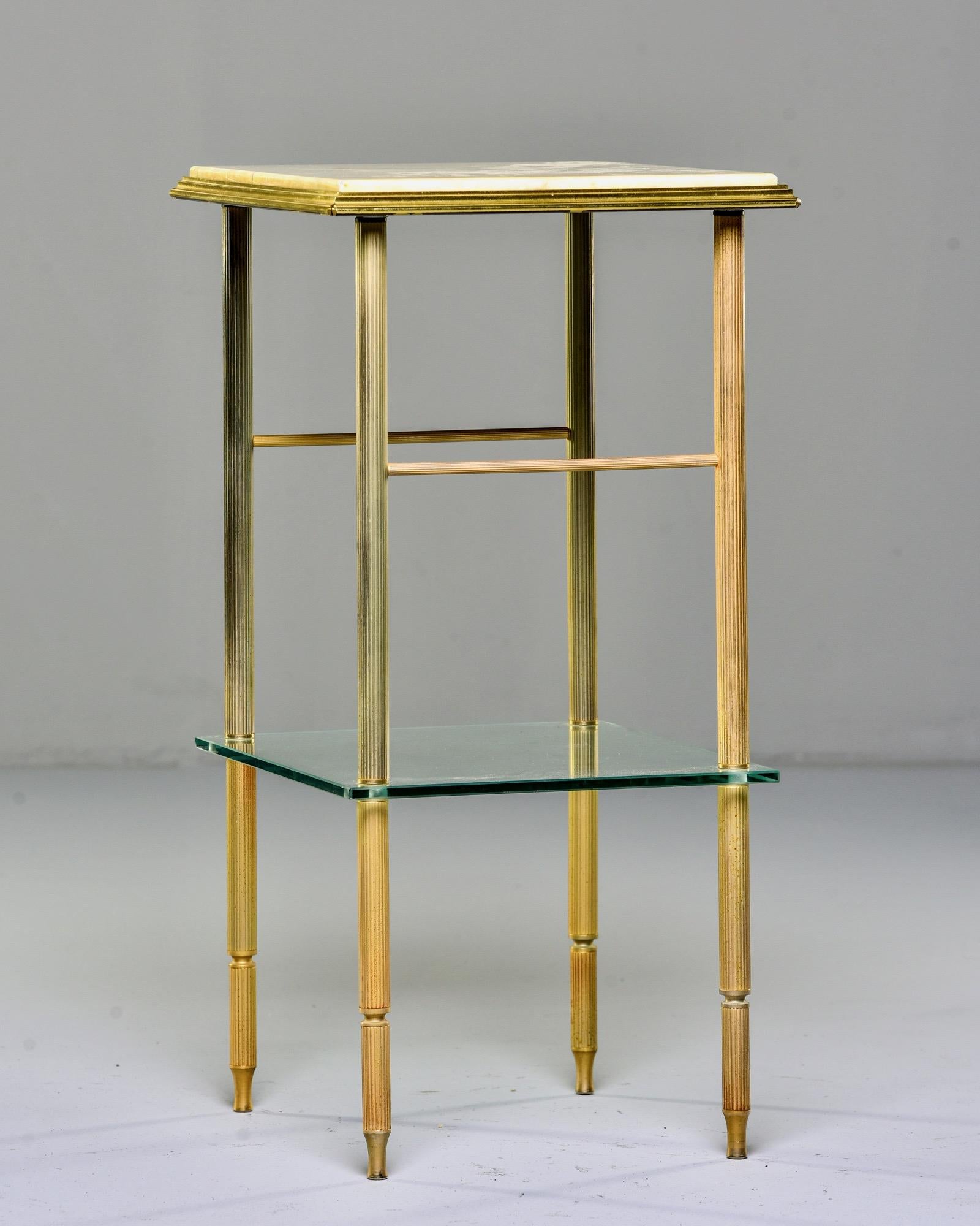 Maison Jansen Mid Century Brass and Onyx Side Table For Sale 1
