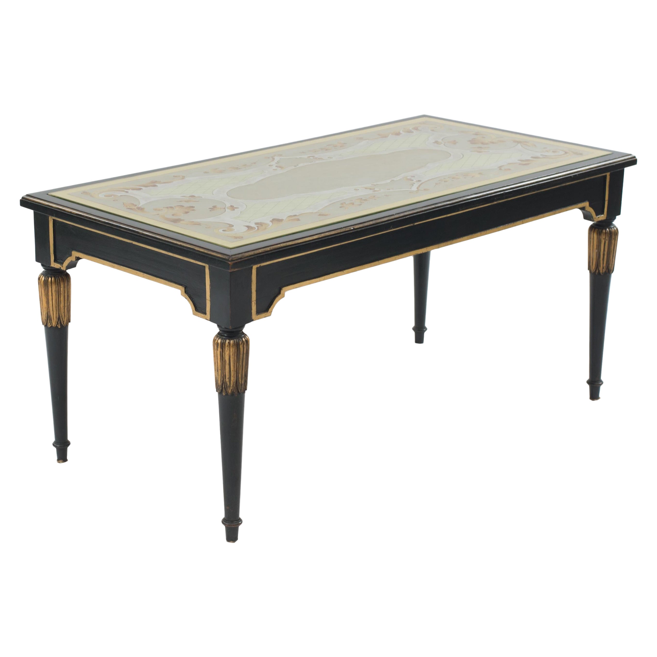 Maison Jansen table basse glomis en bois d'ébène du milieu du siècle dernier