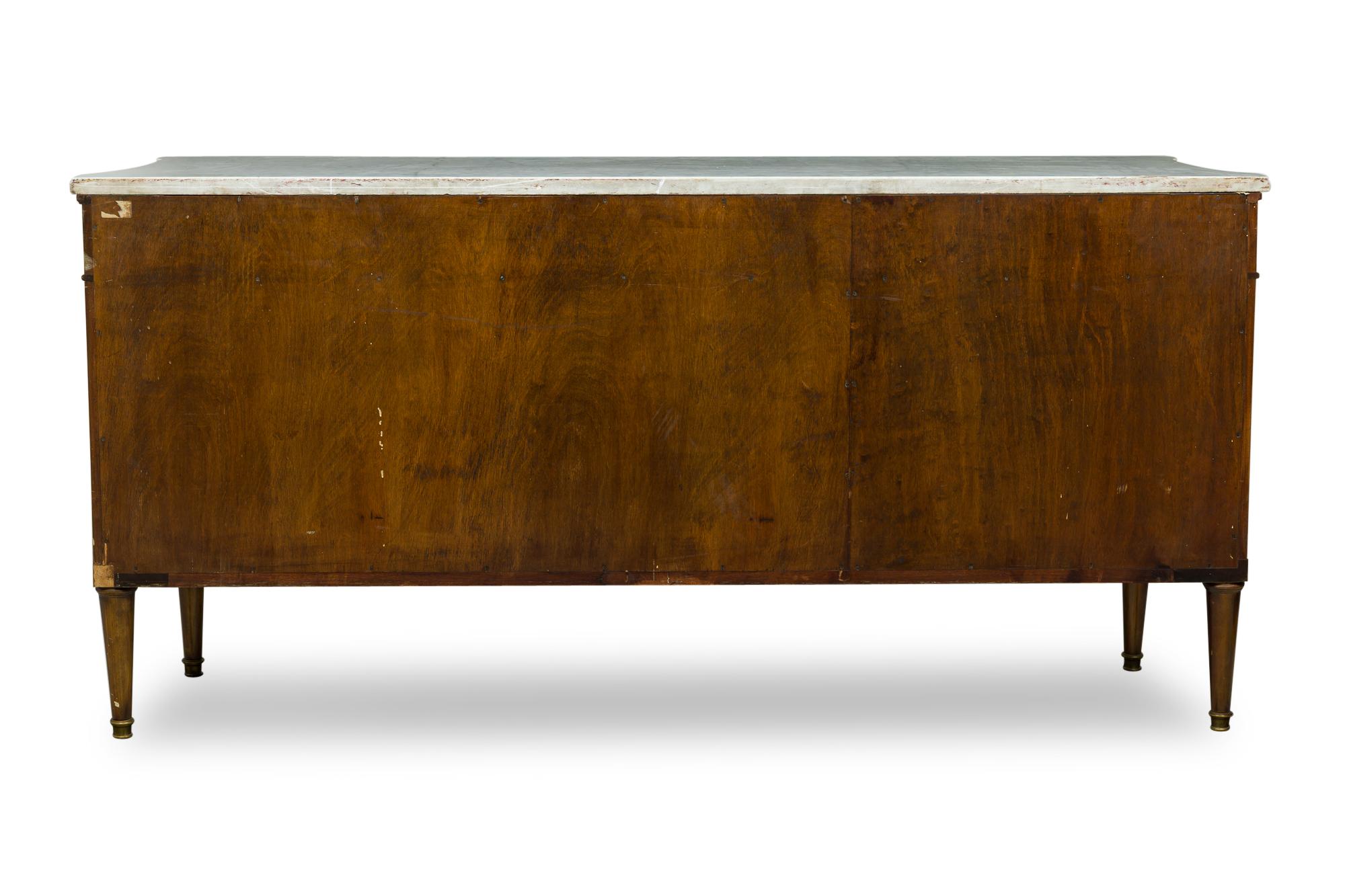 Maison Jansen Mid-Century French 3-Drawer Shaped Chest with White Marble Top In Good Condition For Sale In New York, NY