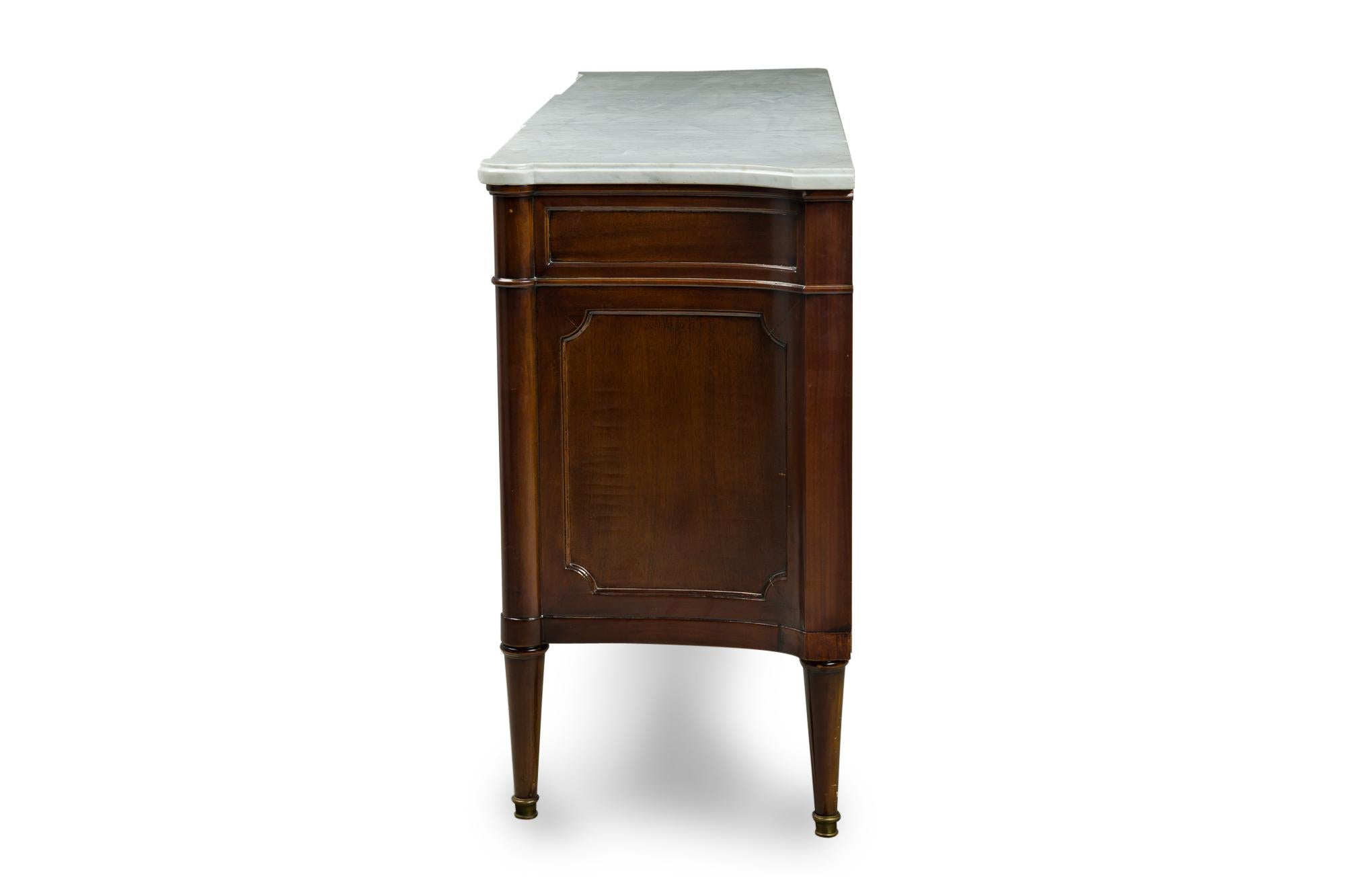 Maison Jansen Mid-Century French 3-Drawer Shaped Chest with White Marble Top For Sale 2