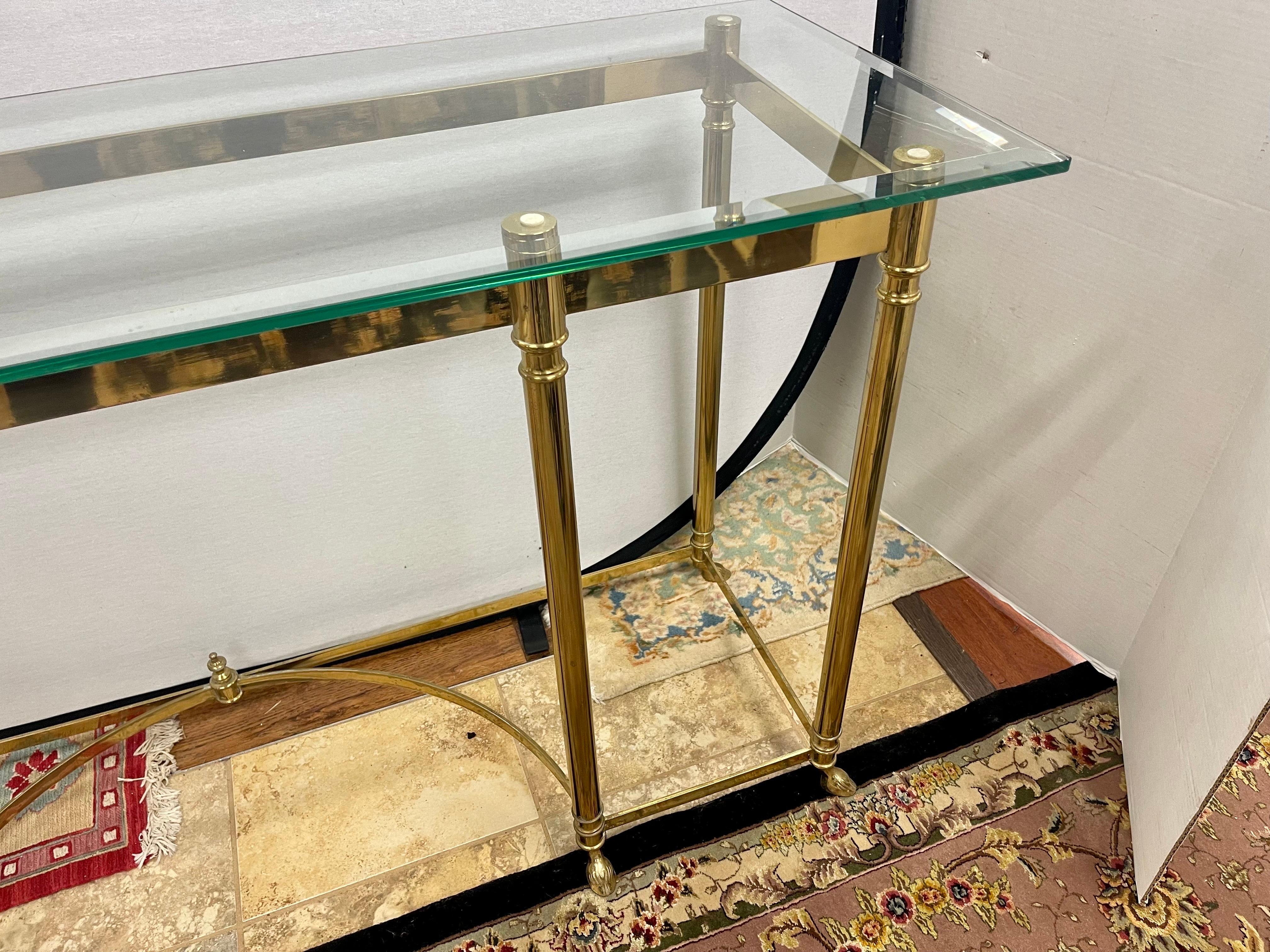 Maison Jansen Mid-Century Modern Brass and Glass Console Table Made in Italy 2