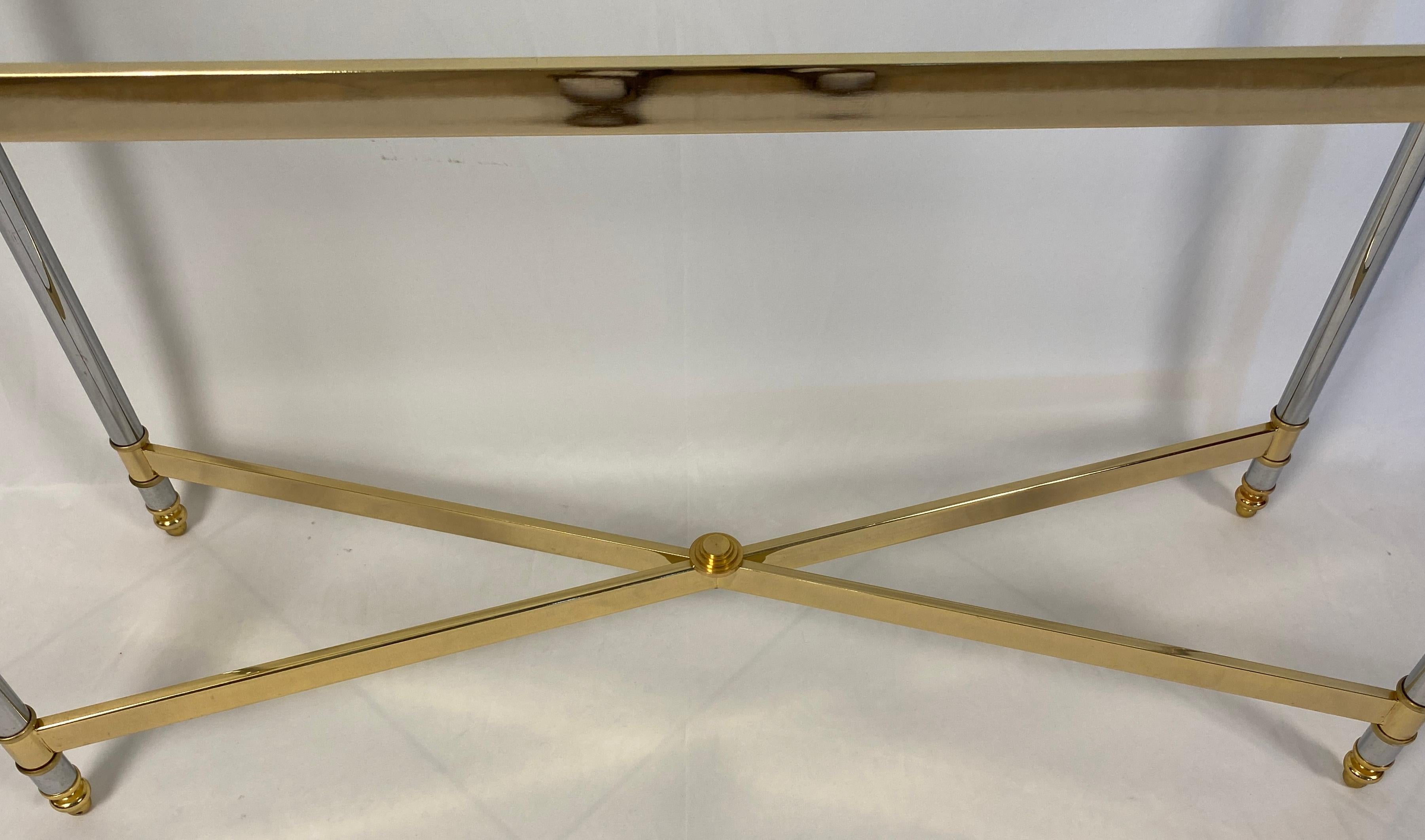 Maison Jansen Mid-Century Modern Brass and Glass Console Table or Sofa Table 3