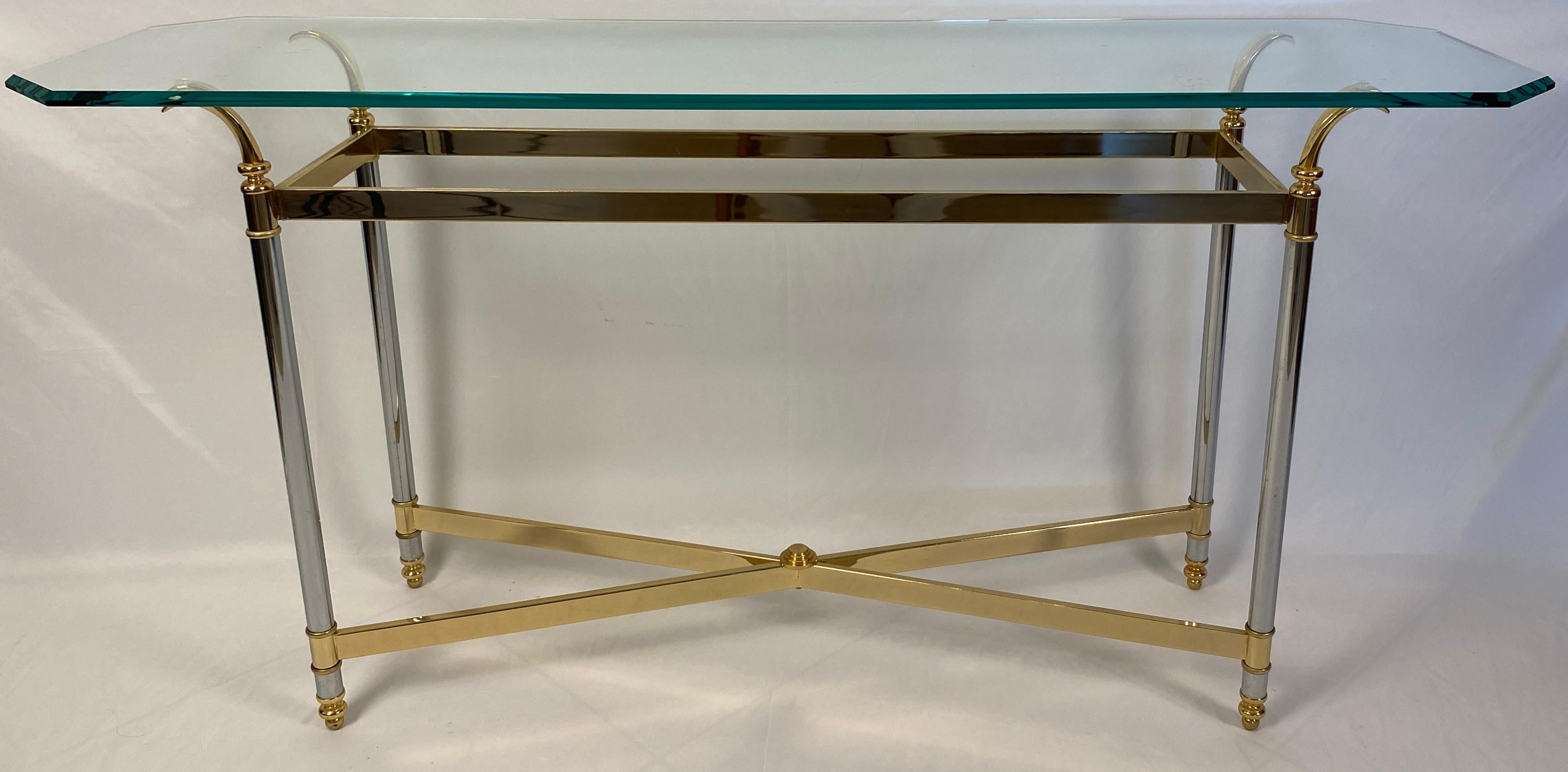 Maison Jansen Mid-Century Modern Brass and Glass Console Table or Sofa Table 5