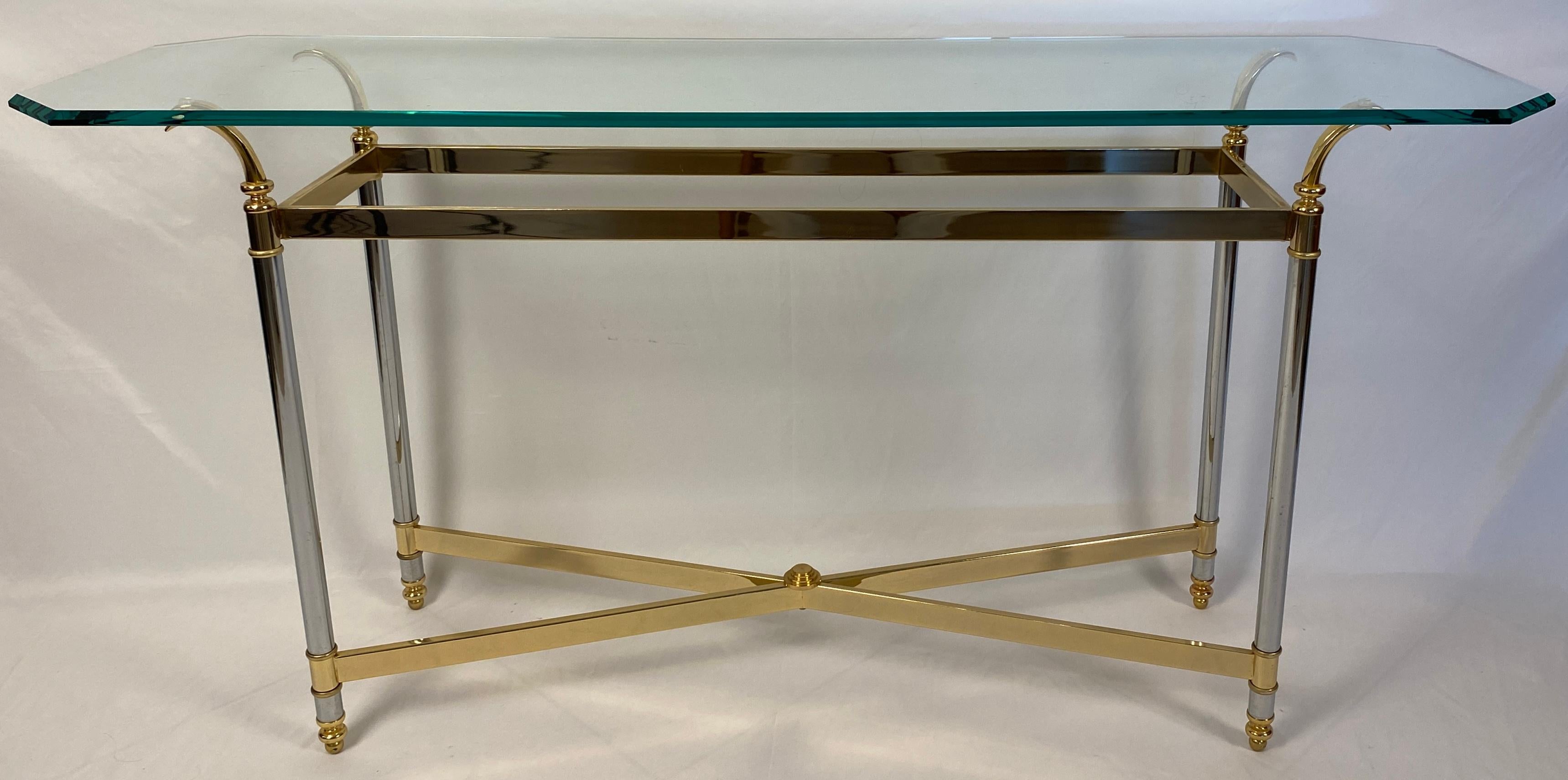 Maison Jansen Mid-Century Modern Brass and Glass Console Table or Sofa Table 6