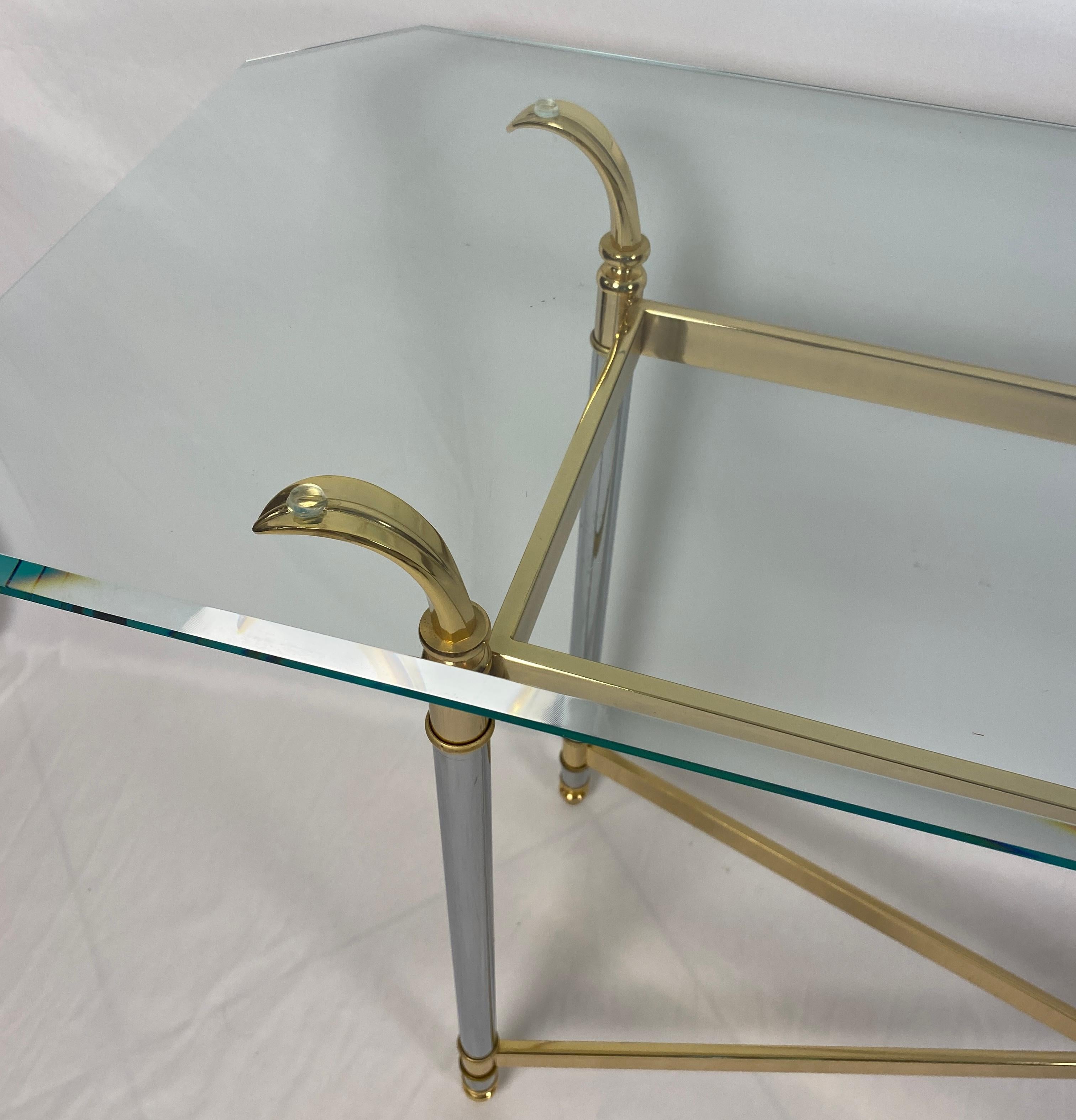Maison Jansen Mid-Century Modern Brass and Glass Console Table or Sofa Table 1