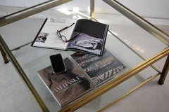 Maison Jansen Mid-Century Modern Brass and Glass Two-Tier Coffee Table
