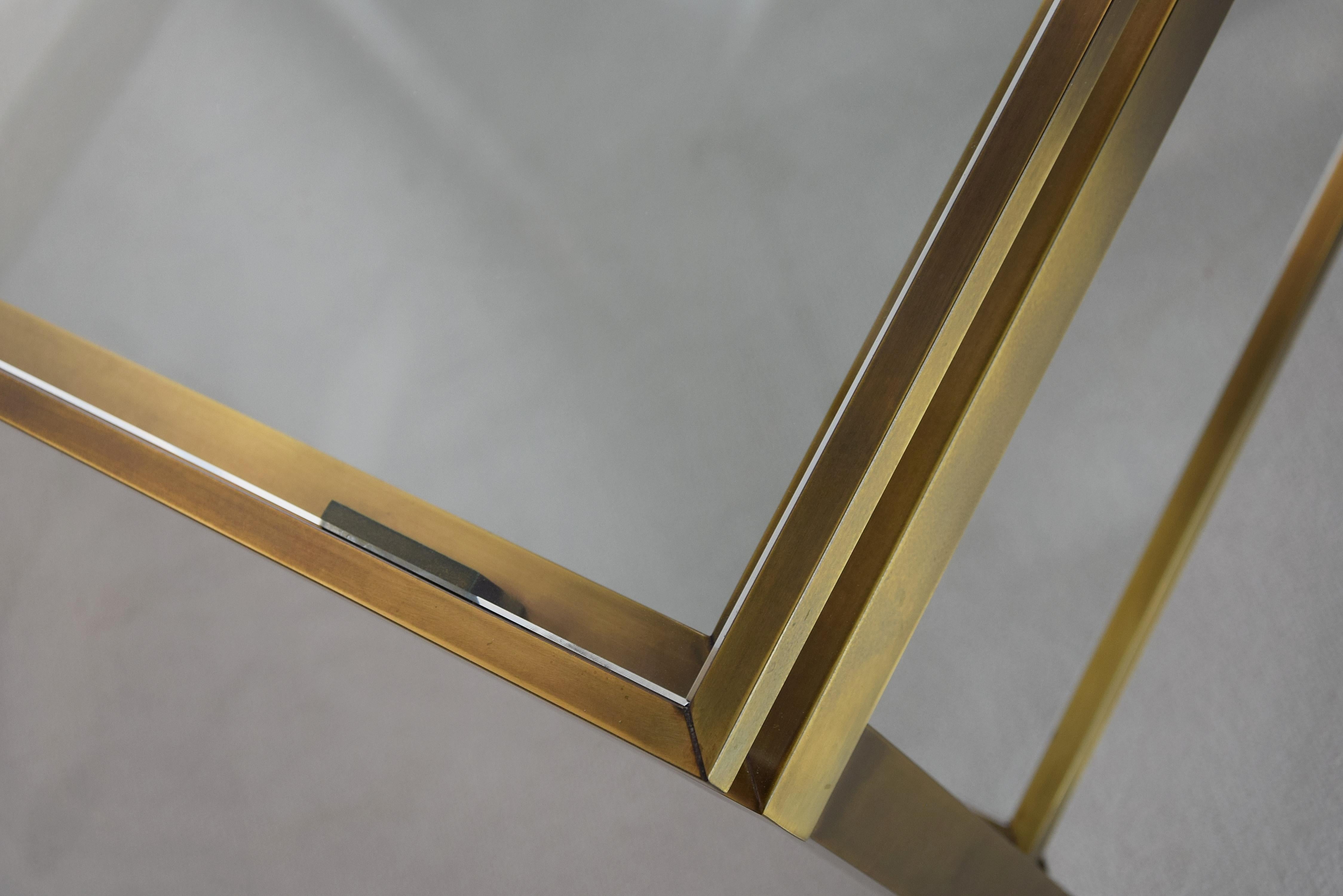 Maison Jansen Mid-Century Modern Brass and Glass Two-Tier Coffee Table In Good Condition In Weesp, NL