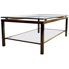 Maison Jansen Mid-Century Modern Brass Two-Tier Coffee Table