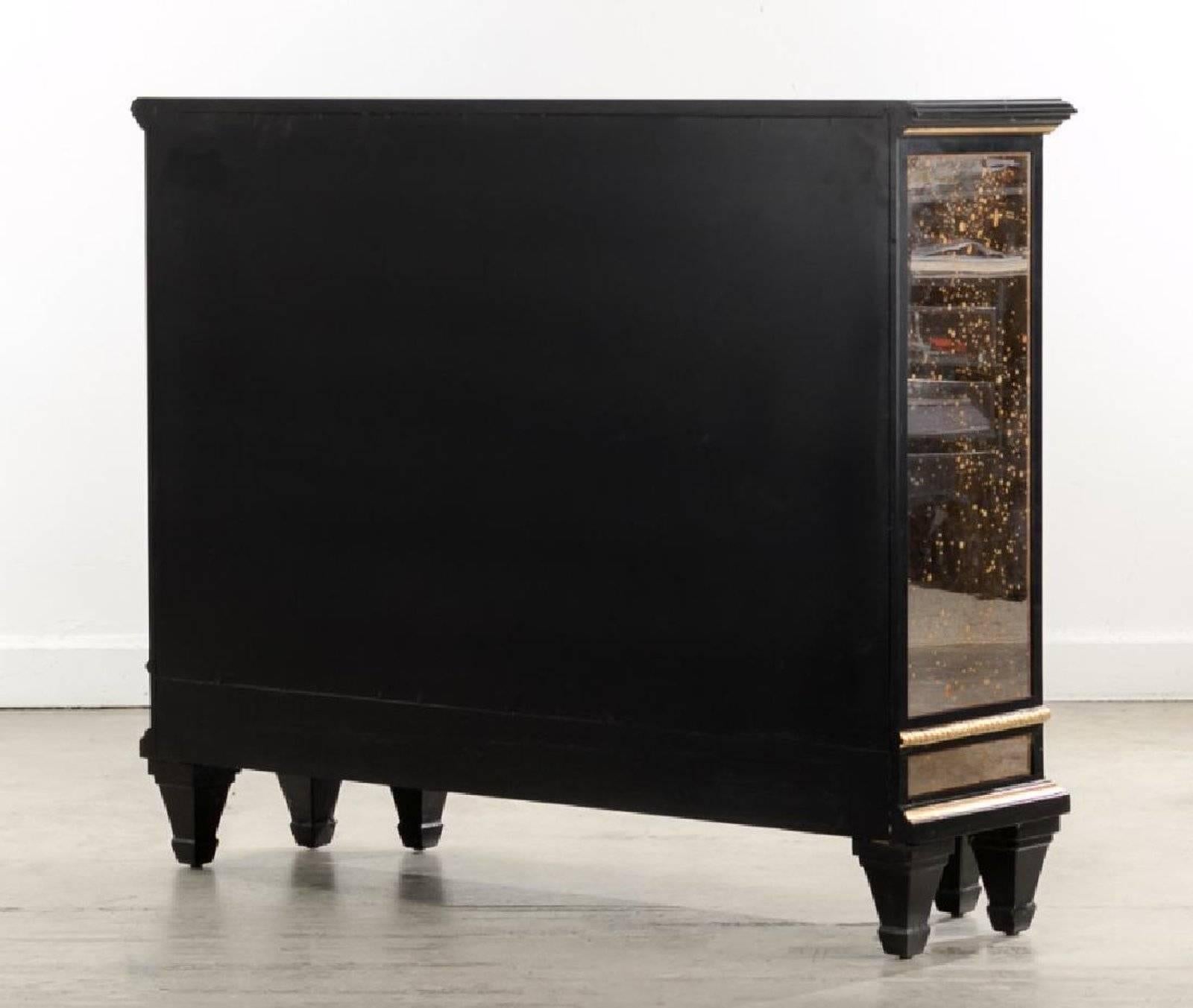 Hollywood Regency Maison Jansen Mirrored Two-Door Console Cabinet