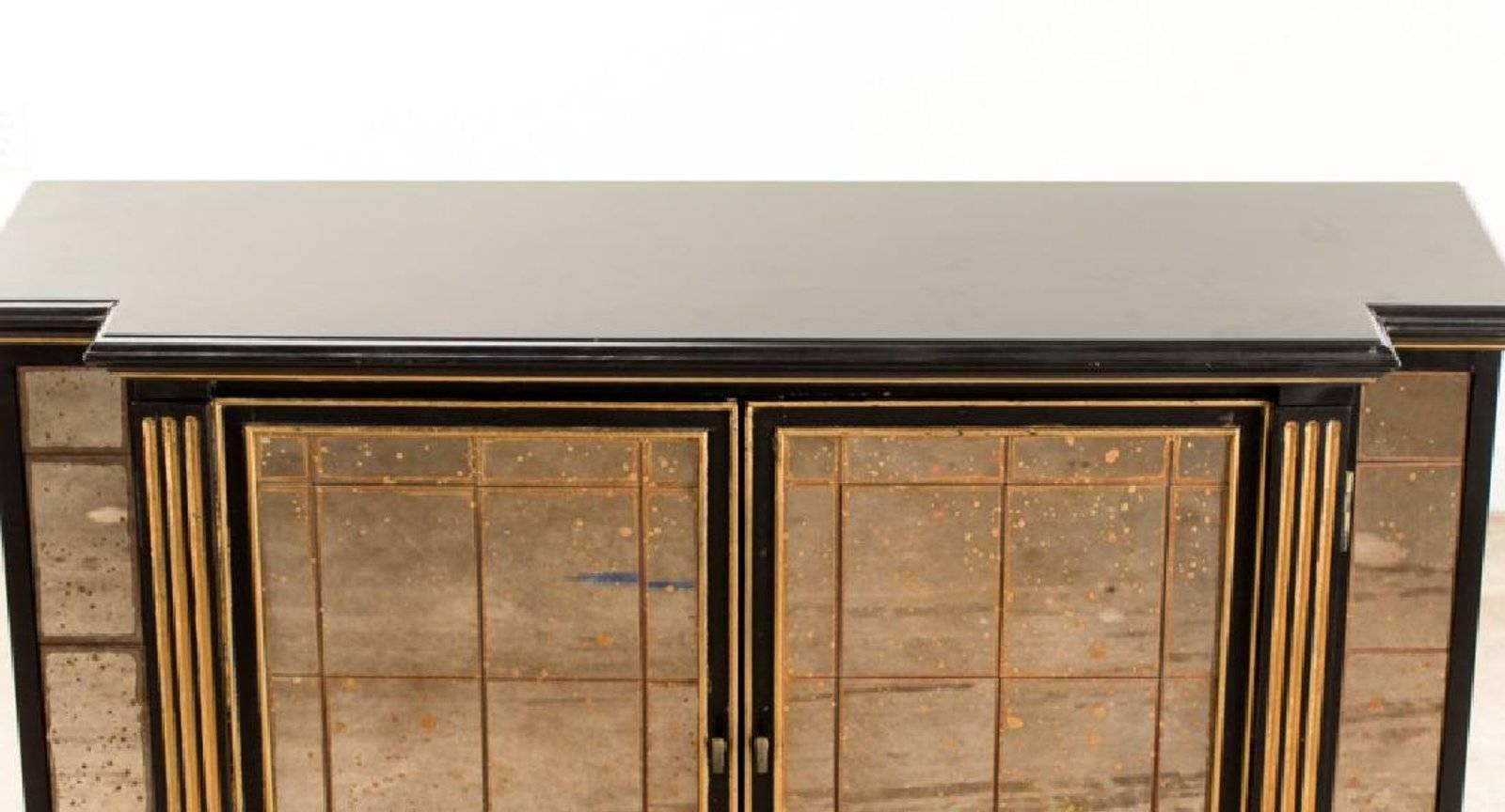Maison Jansen Mirrored Two-Door Console Cabinet In Good Condition In New York, NY
