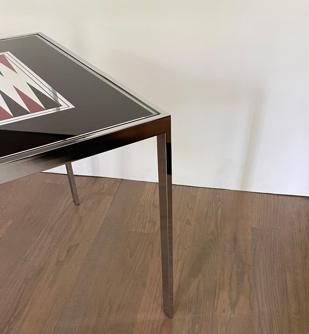Mid-Century Modern Table de jeu de backgammon moderniste de la Maison Jansen en vente