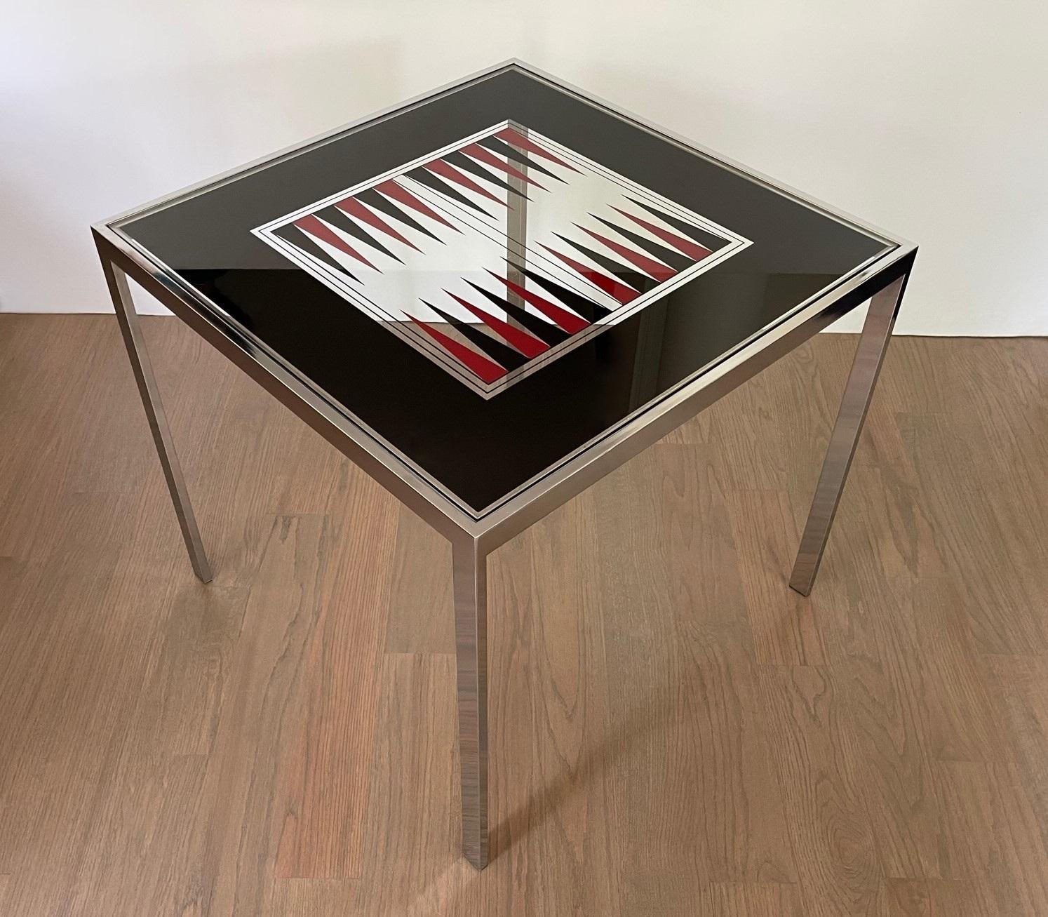 Maison Jansen Modernist Backgammon Games Table In Good Condition For Sale In Dallas, TX