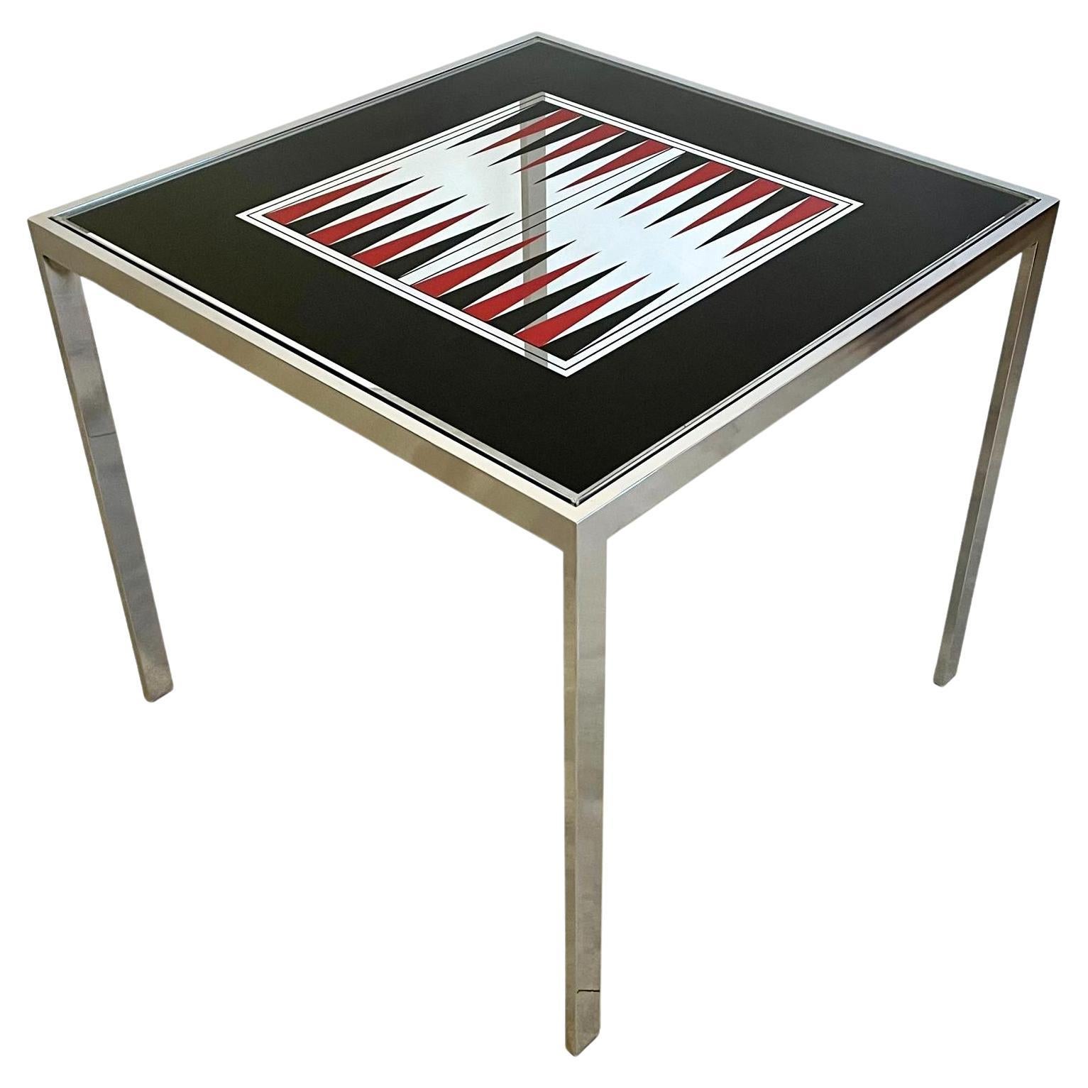 Table de backgammon moderniste Maison Jansen, 1970, France