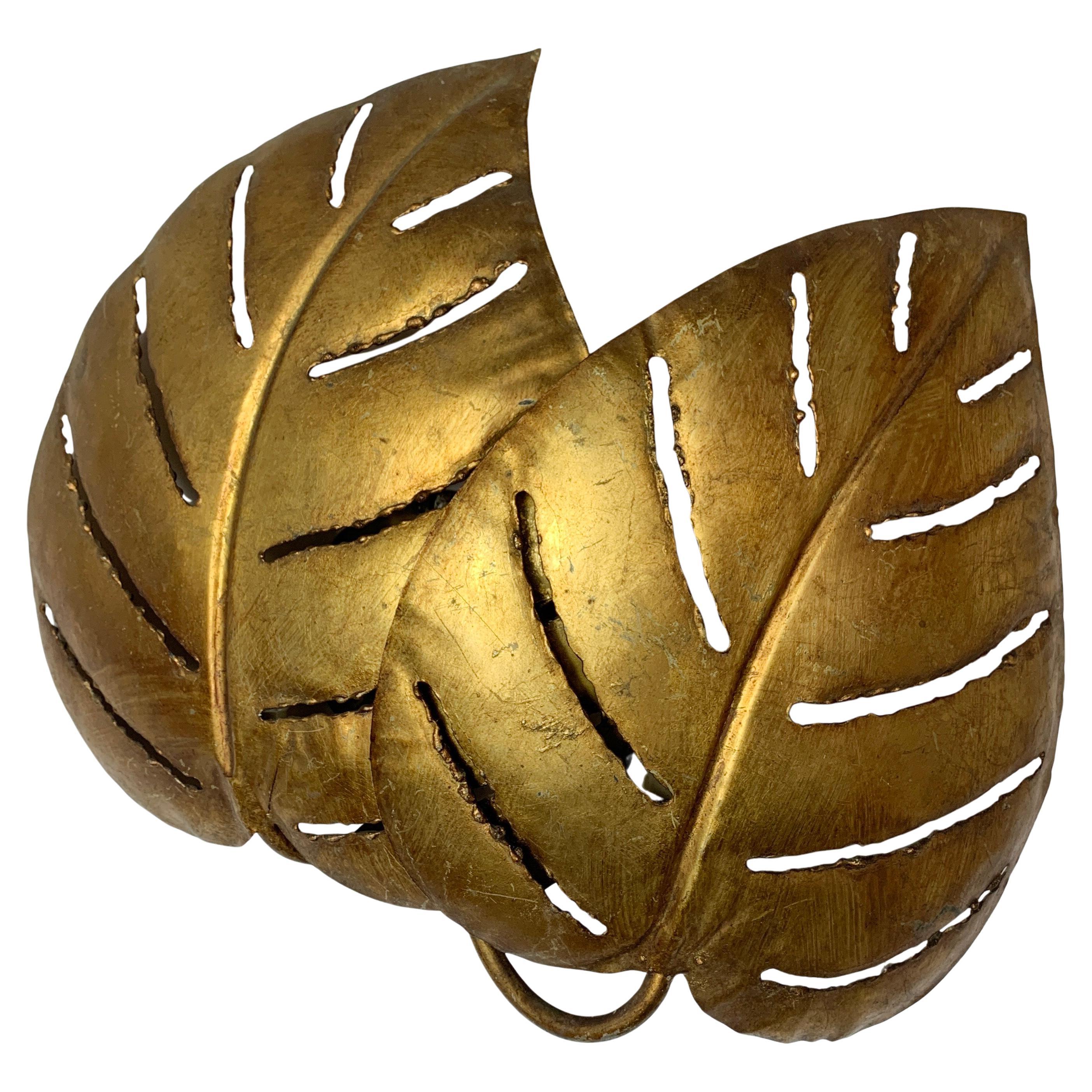 Maison Jansen, Monstera Double Leaf Gold Wall Lights, 1970s