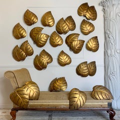 Maison Jansen, Monstera Double Leaf Gold Wall Lights, 1970s