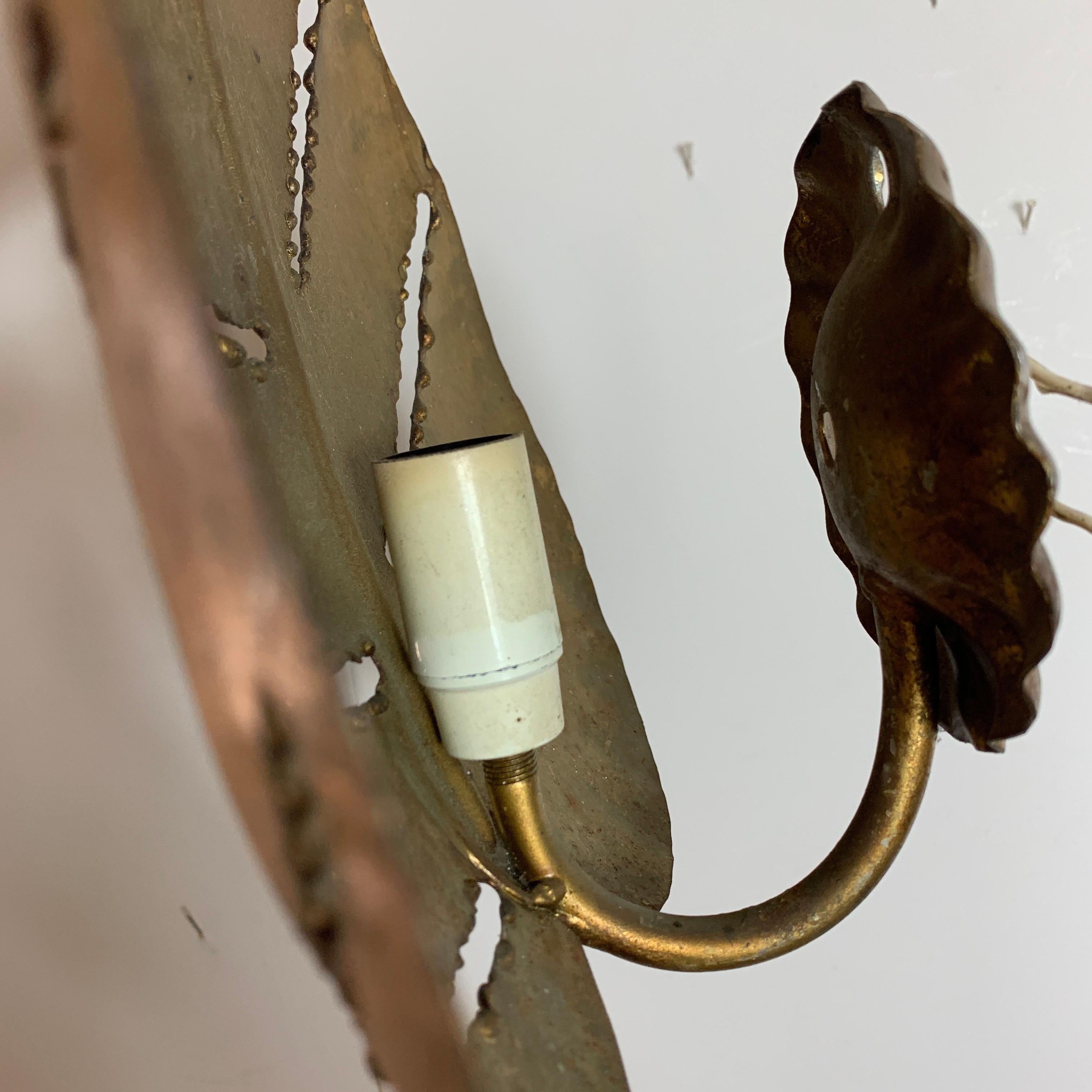 Maison Jansen Monstera Apliques de oro de una hoja años 70 en Bueno estado para la venta en Hastings, GB