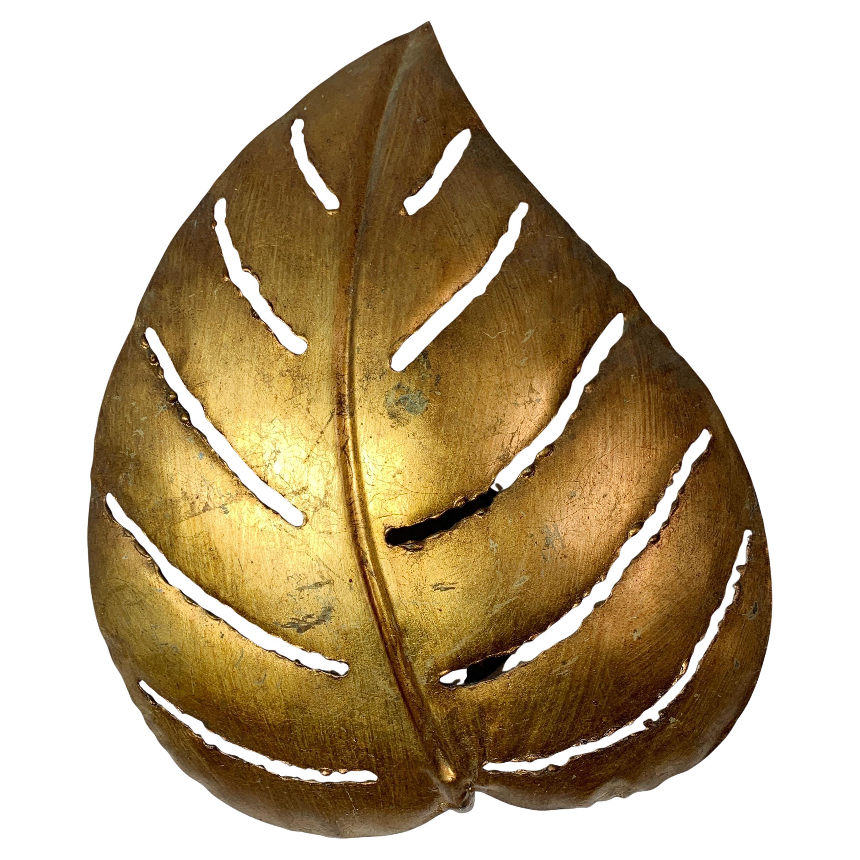 Maison Jansen Monstera Apliques de oro de una hoja años 70