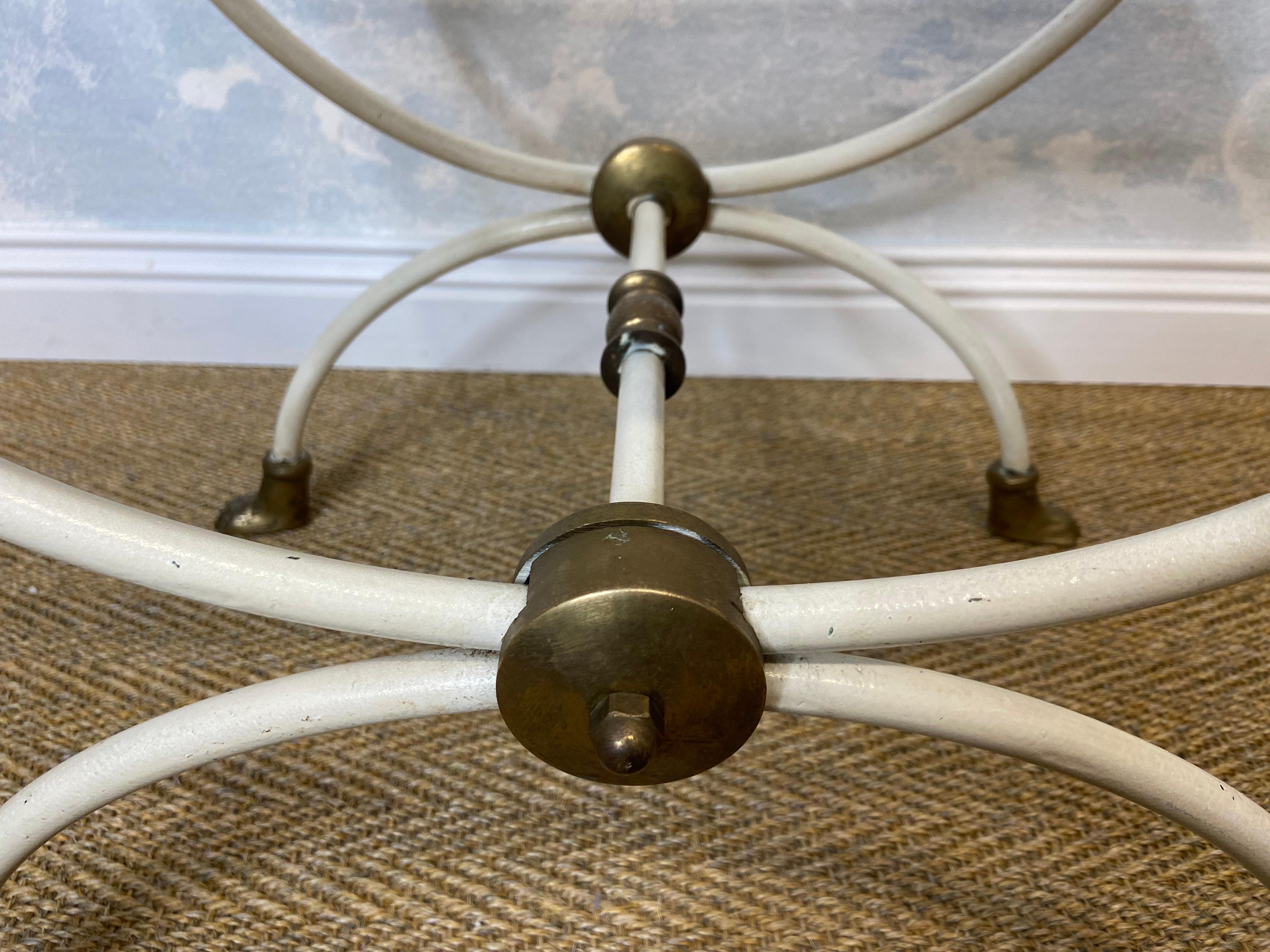 Jansen Style Neo Classical Swan Neck Curule Seat. Side Table, Hollywood Regency For Sale 4