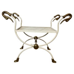 Maison Jansen Neo Classica Seduta a Collo di Cigno Curule. Tavolino, Hollywood Regency