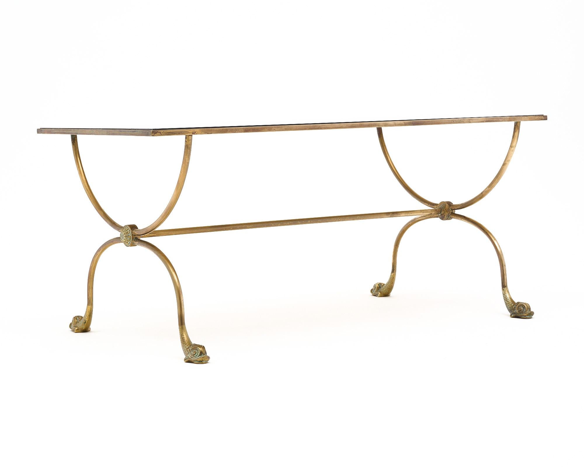 Art Deco Maison Jansen Neoclassical Brass Coffee Table