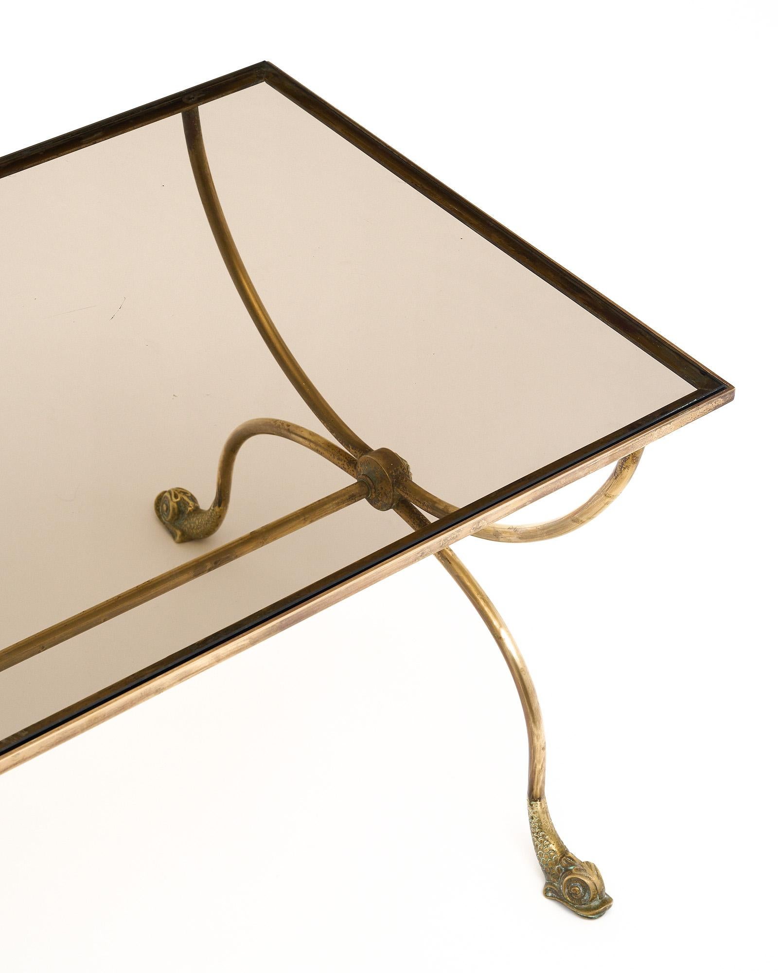 French Maison Jansen Neoclassical Brass Coffee Table