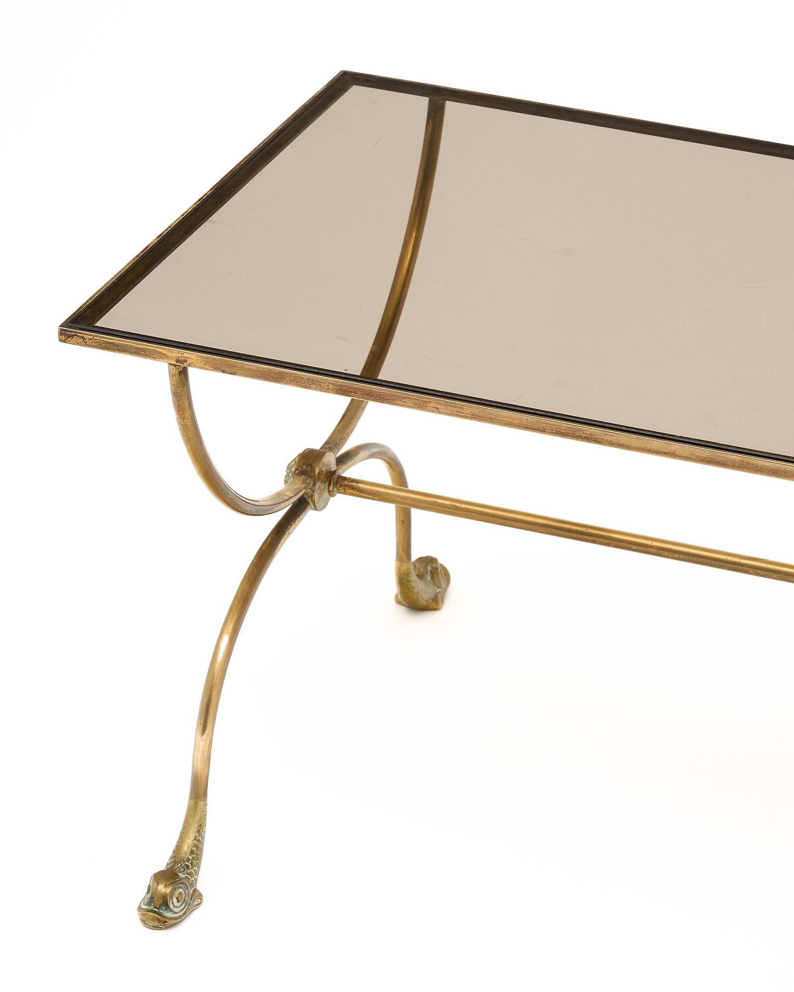 Maison Jansen Neoclassical Brass Coffee Table In Good Condition In Austin, TX