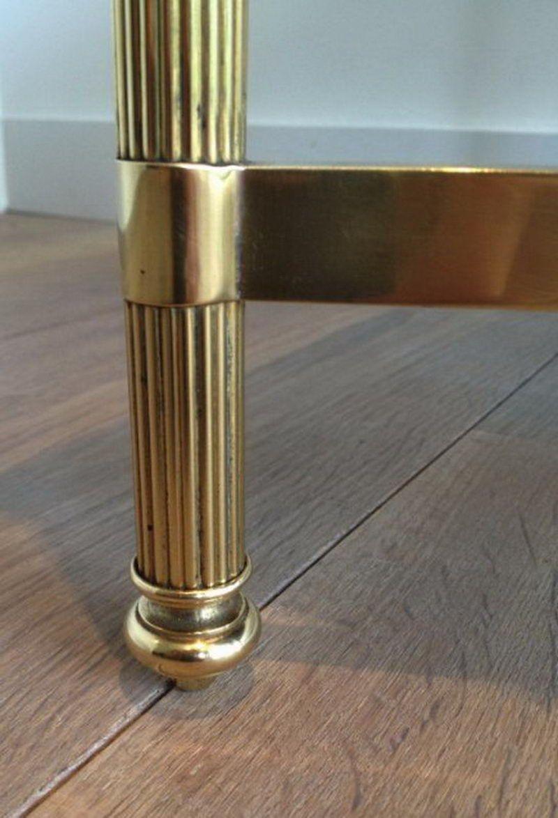 Maison Jansen, Tavolino da caffè neoclassico in ottone con piano in vetro laccato nero in vendita 2
