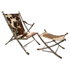 Silla de campaña neoclásica y otomana Maison Jansen