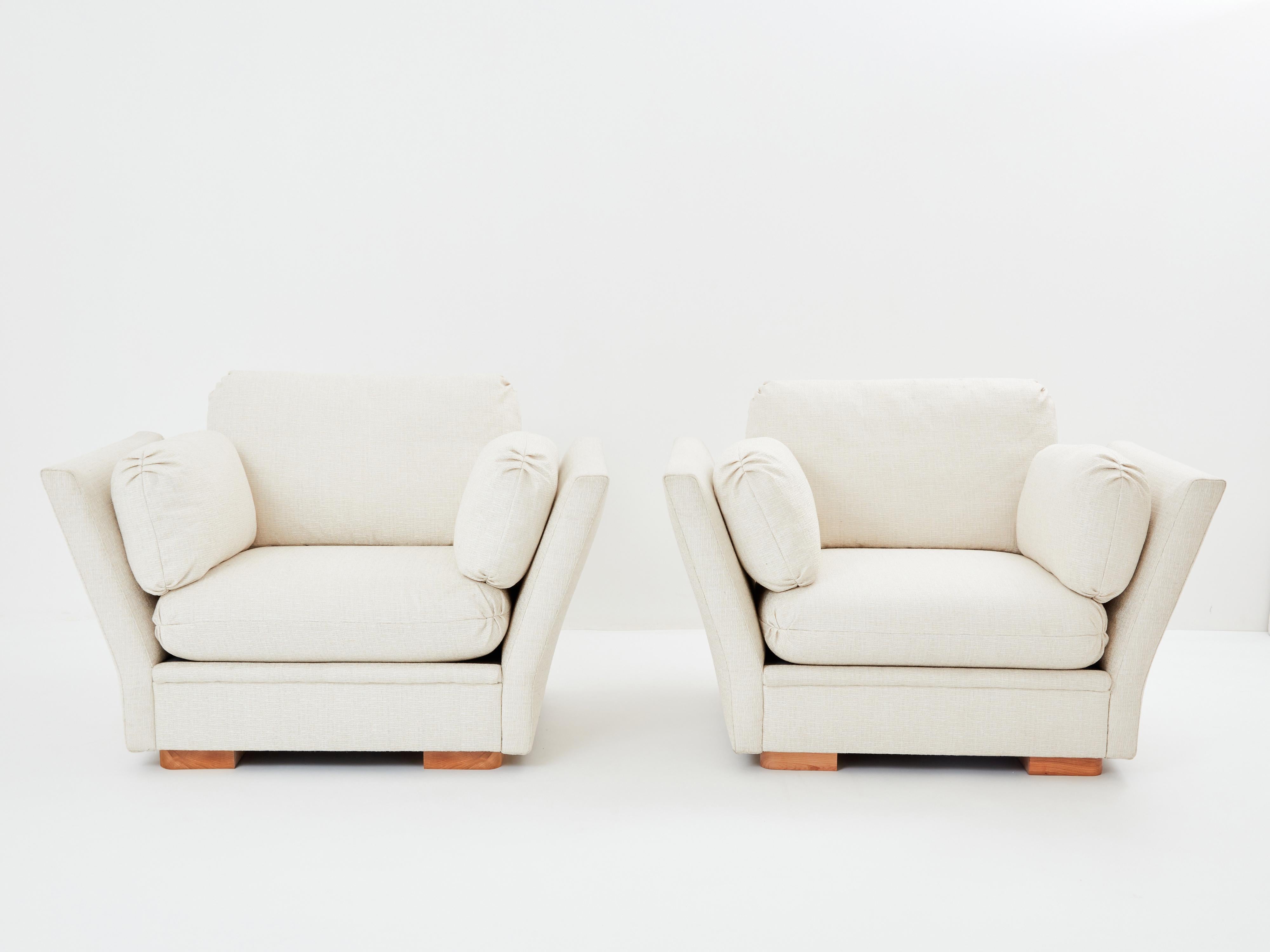 Neoklassizistisches Sesselpaar von Maison Jansen, 1960er Jahre, neu gepolstert im Angebot 4