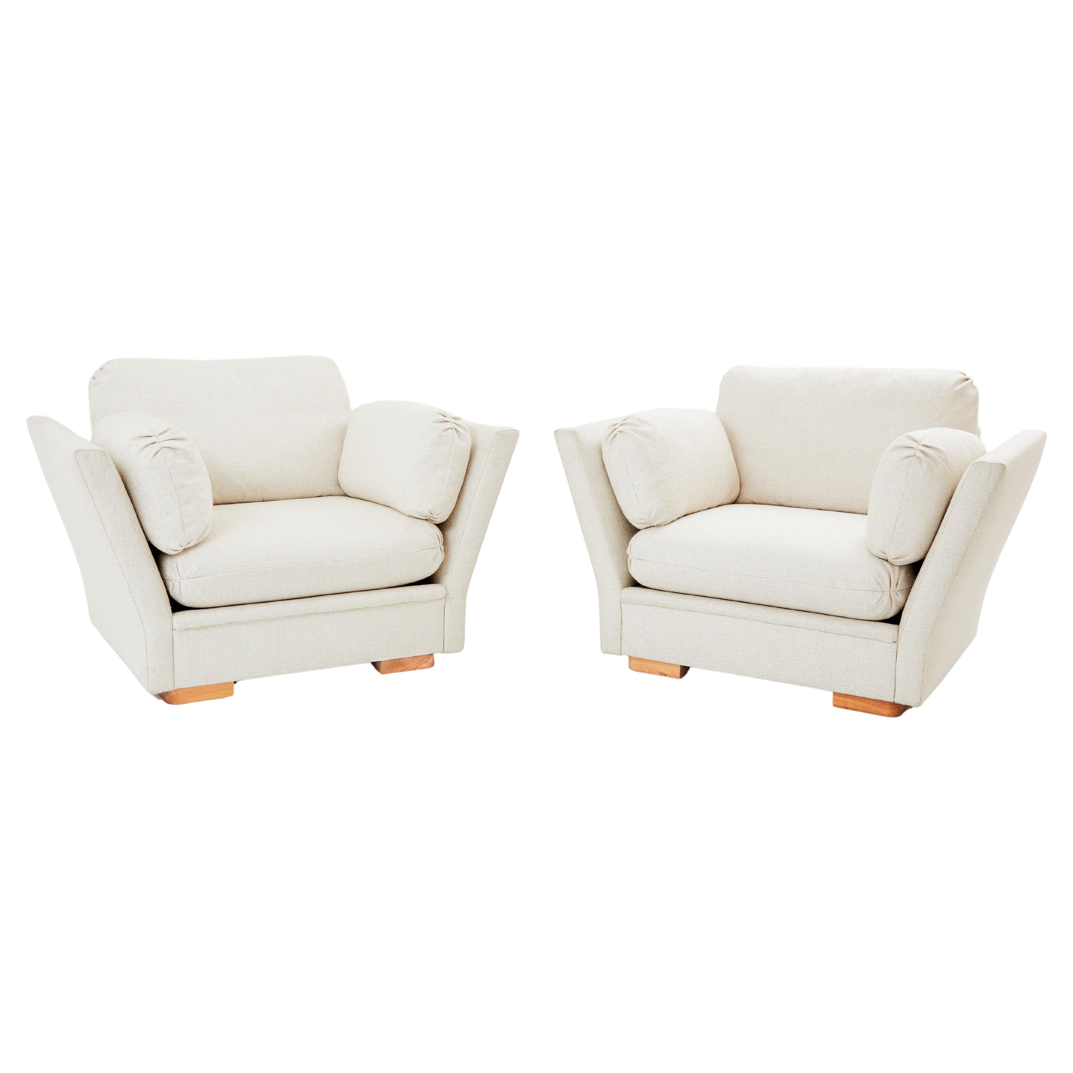 Maison Jansen neoclassical pair of armchairs reupholstered 1960s For Sale