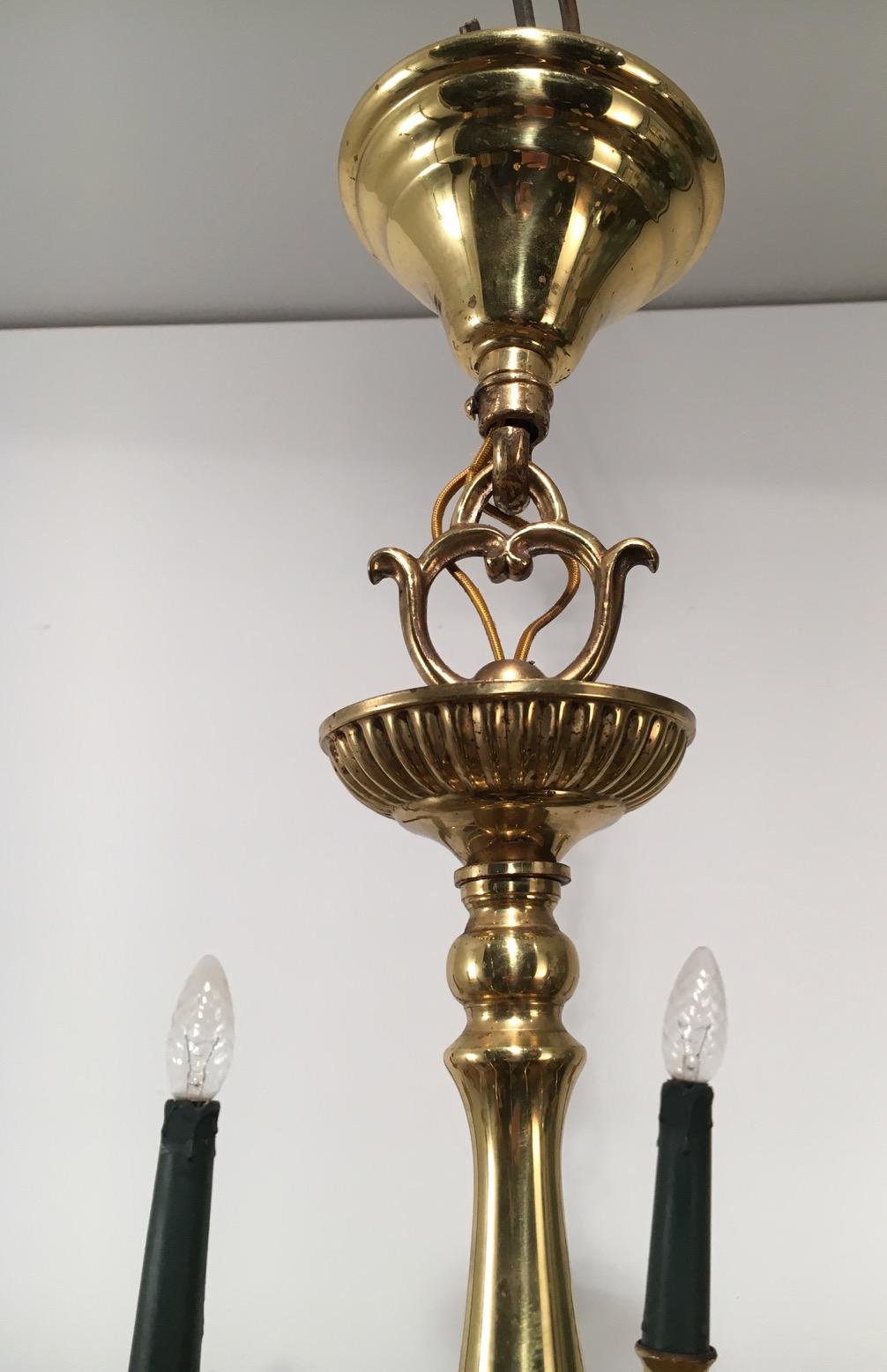 Maison Jansen, Neoclassical Style 10-Light Brass Chandelier with Dolfin Heads 11