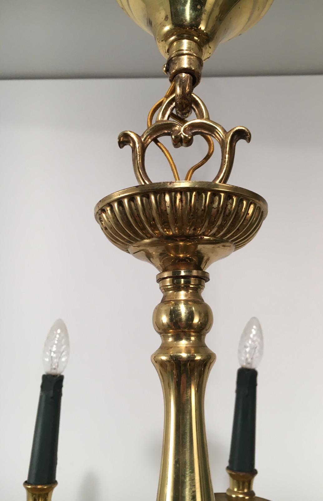 Maison Jansen, Neoclassical Style 10-Light Brass Chandelier with Dolfin Heads 12