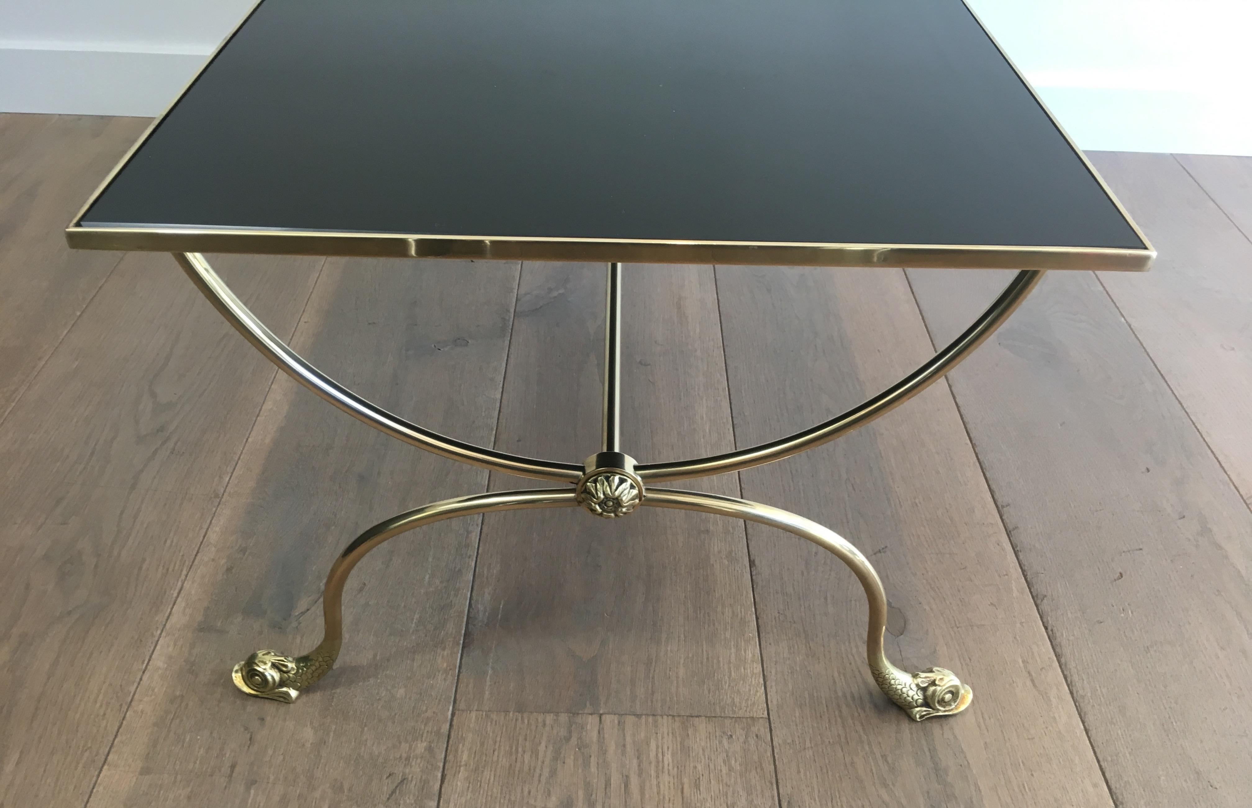 Maison Jansen, Neoclassical Style Brass Coffee Table with Dolphin Heads 10