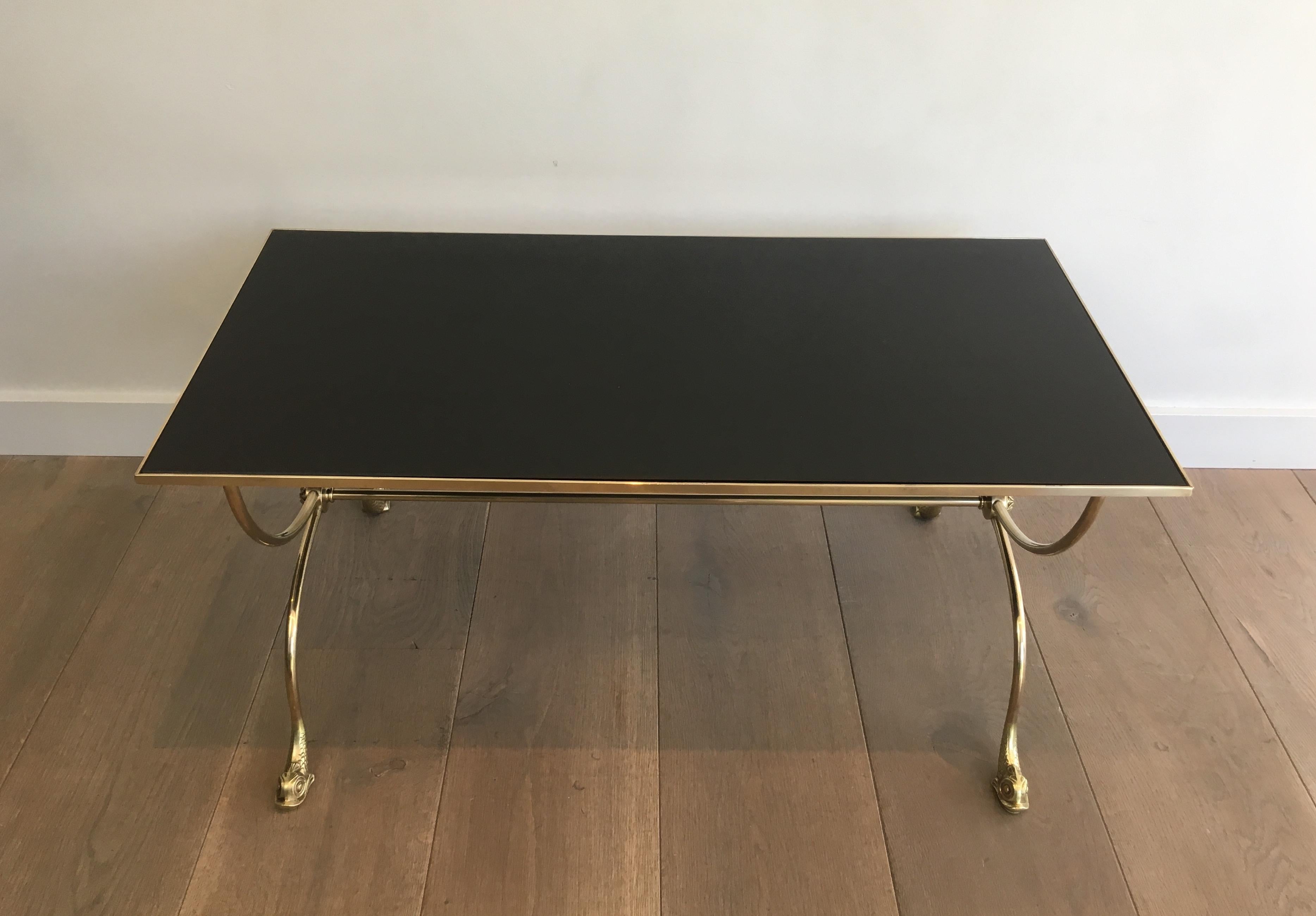 Maison Jansen, Neoclassical Style Brass Coffee Table with Dolphin Heads 13