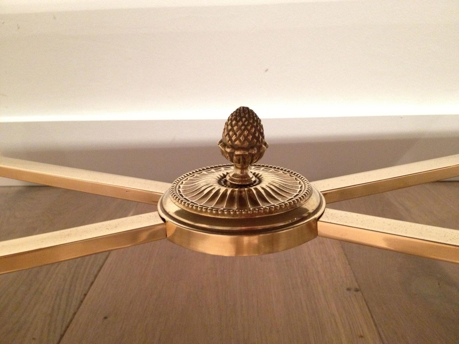Maison Jansen, Neoclassical Style Brass Coffee Table with Mirror Top, French 5