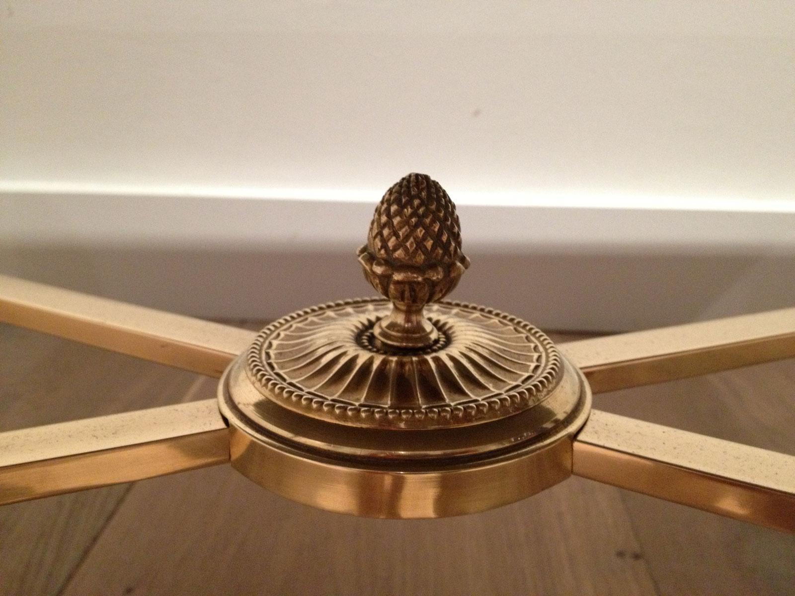 Maison Jansen, Neoclassical Style Brass Coffee Table with Mirror Top, French 6