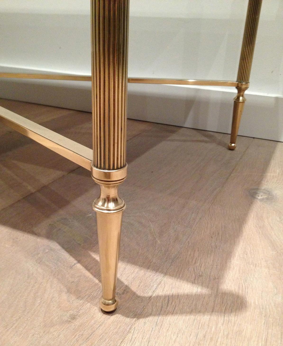 Maison Jansen, Neoclassical Style Brass Coffee Table with Mirror Top, French 9