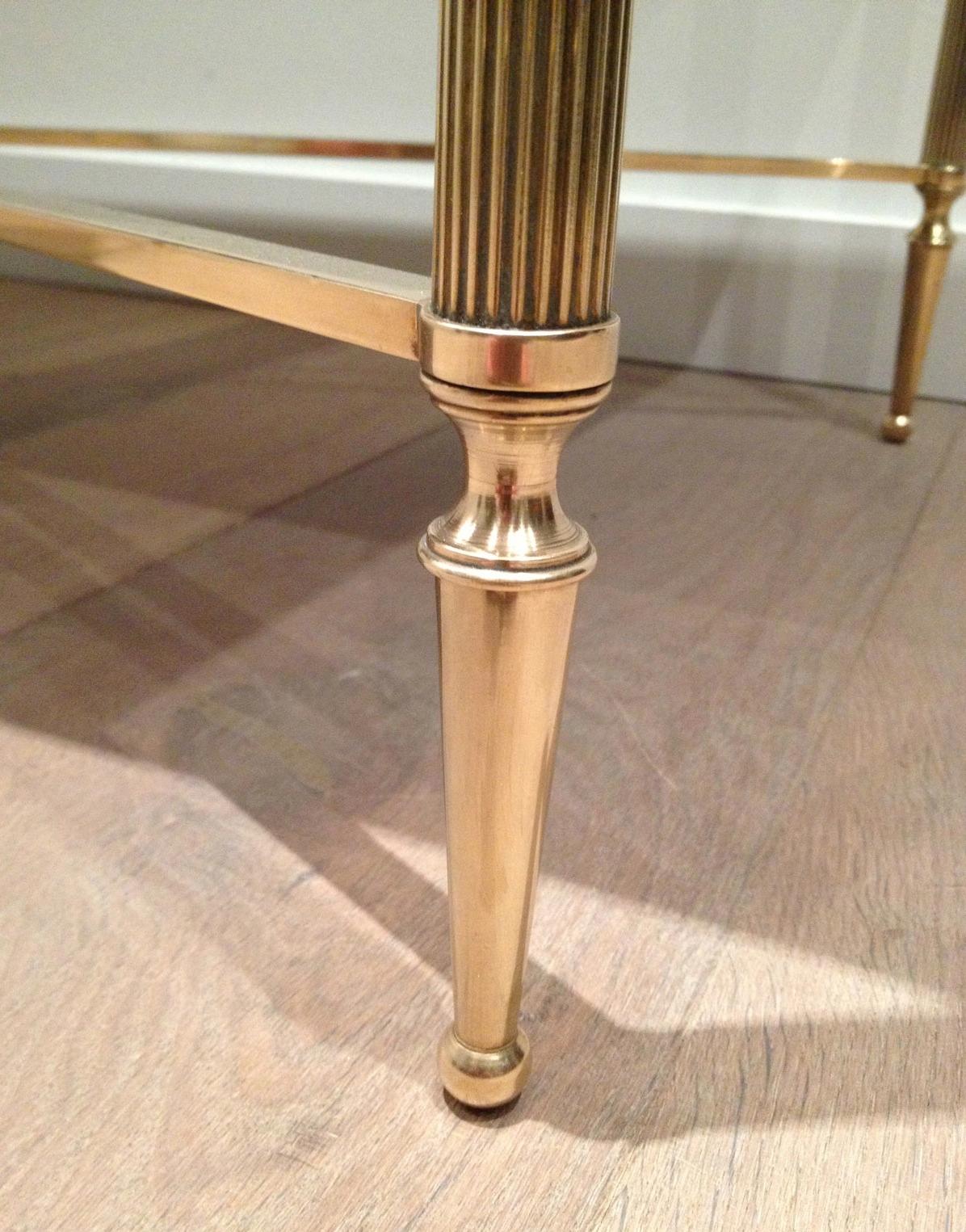 Maison Jansen, Neoclassical Style Brass Coffee Table with Mirror Top, French 10