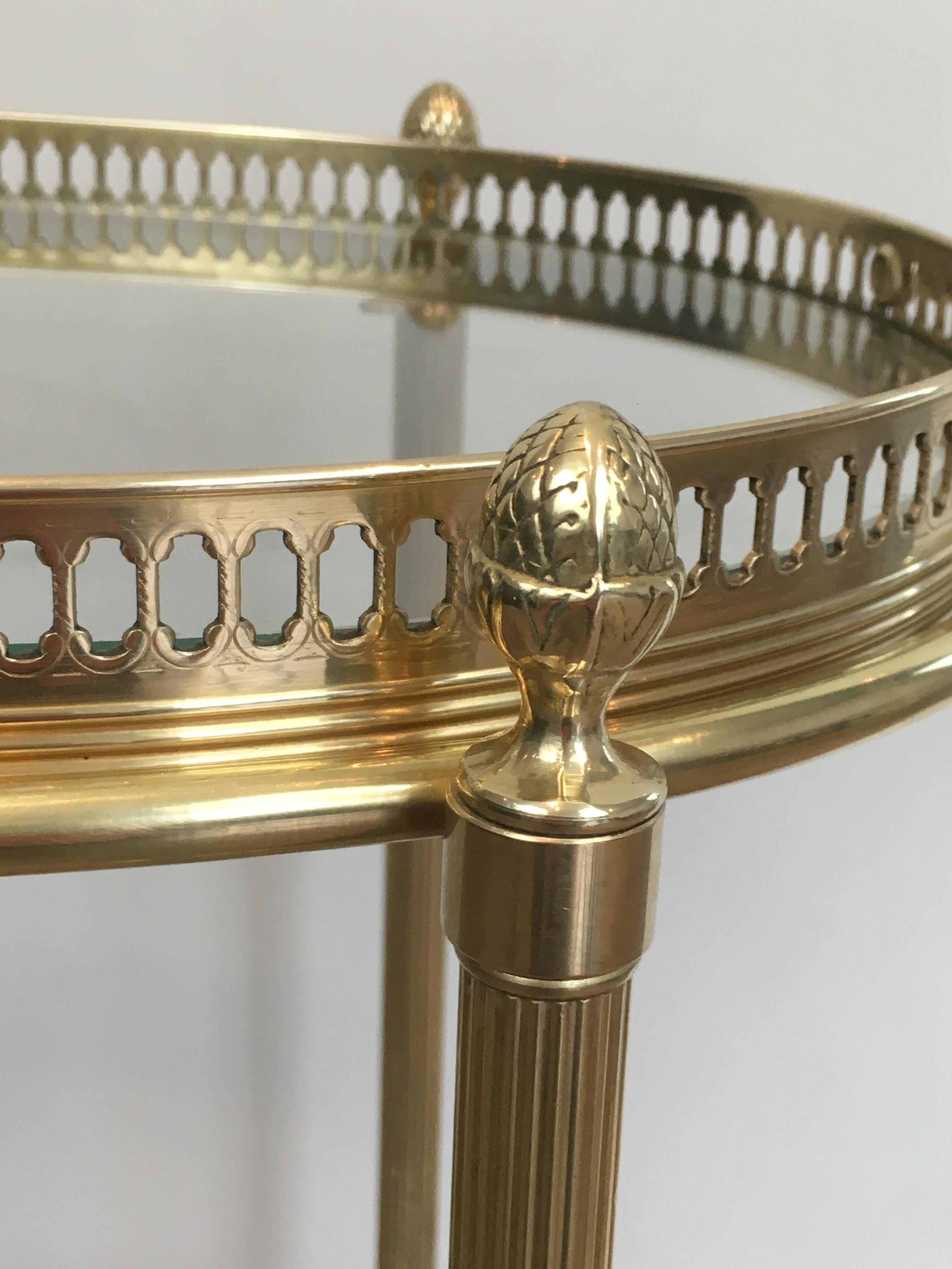 Maison Jansen, Neoclassical Style Brass Oval Bar Cart, French, circa 1940 6